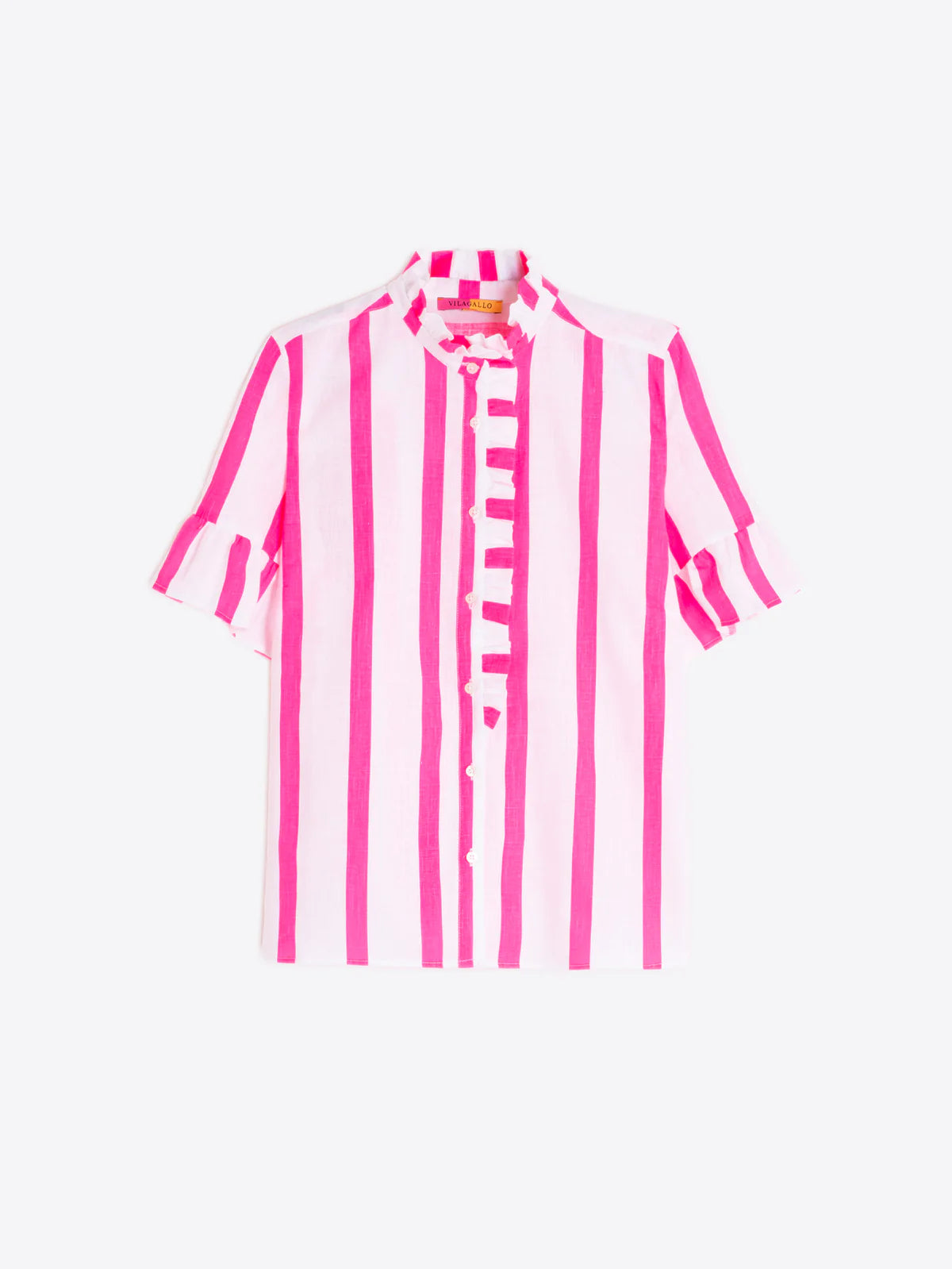 Vilagallo Pink Stripe Shirt with front ruffle