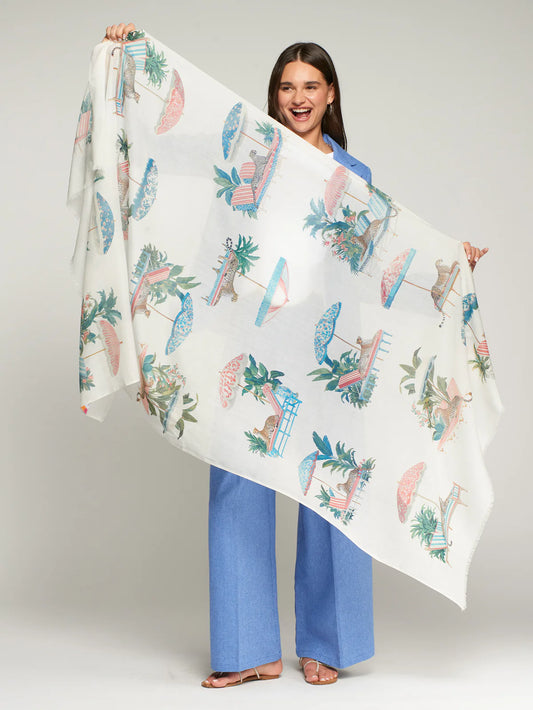 Vilagallo Leopards & Umbrellas Print Scarf