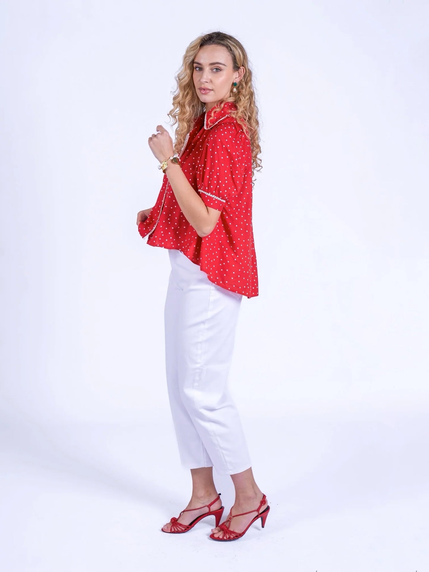 Newday Originals Paddington Blouse in Red Polka Dot