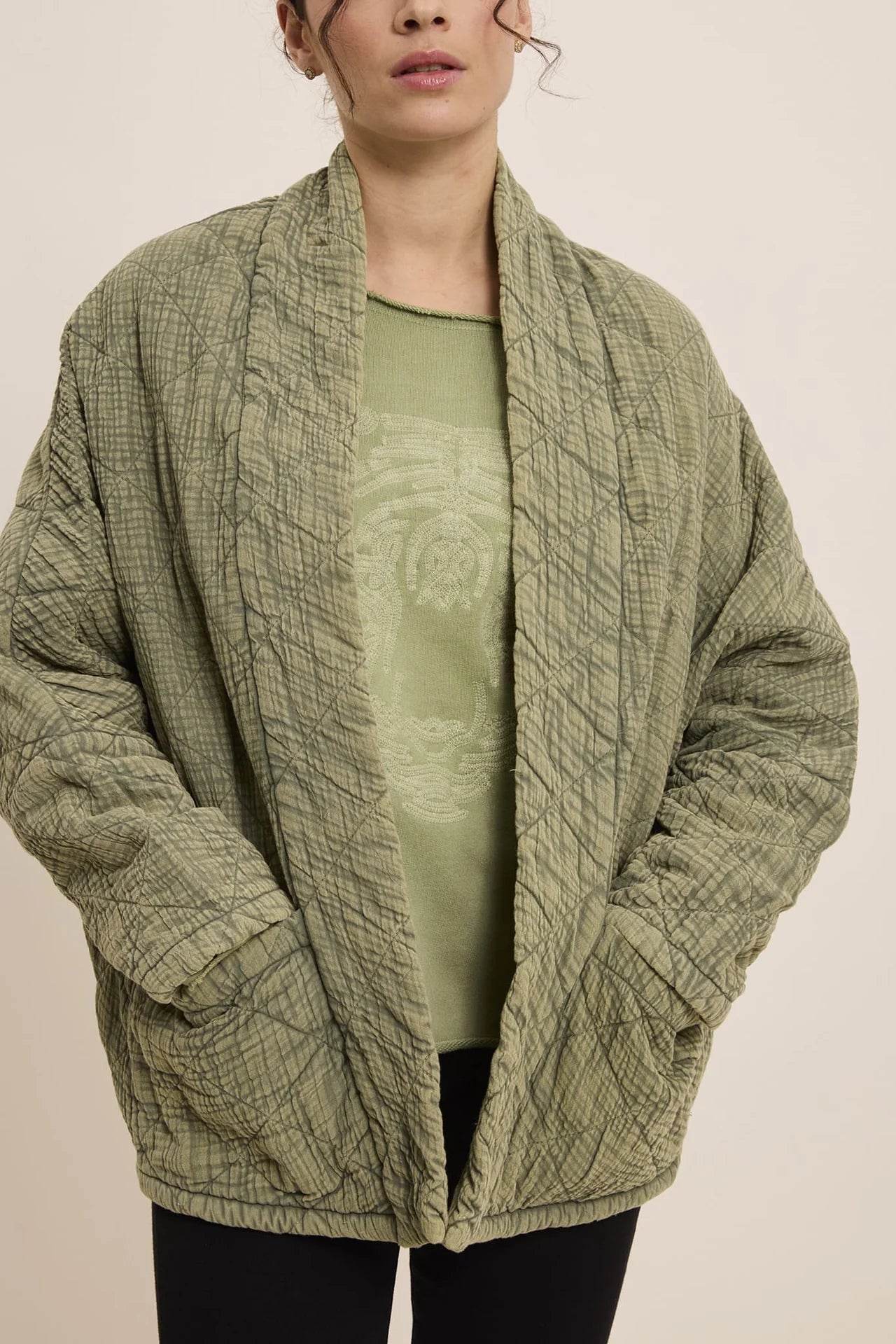 Five Victoria Kimono Jacket-Khaki