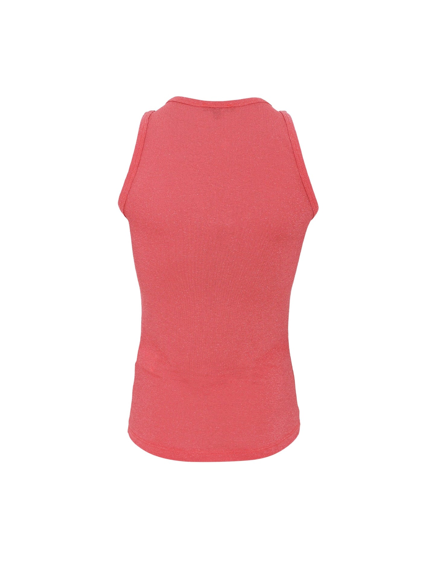 Black Colour Faye Lurex Vest Top-Coral Red