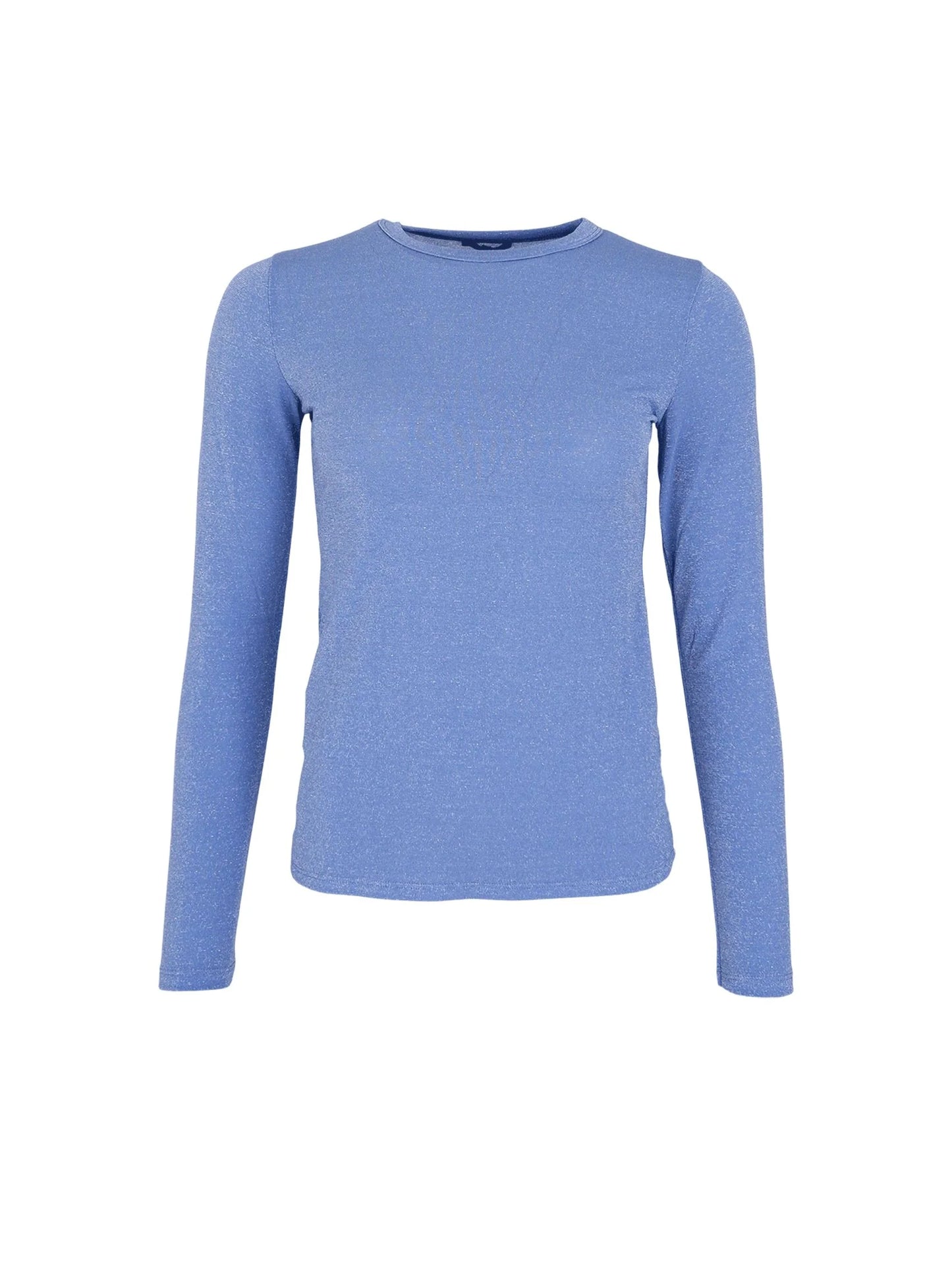 Black Colour Faye Long Sleeve Lurex Top-Light Blue