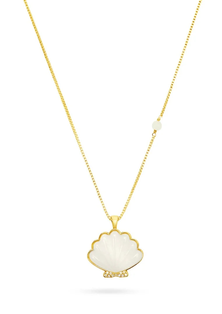 Talis Chains Shell Pendant Necklace-White Jade