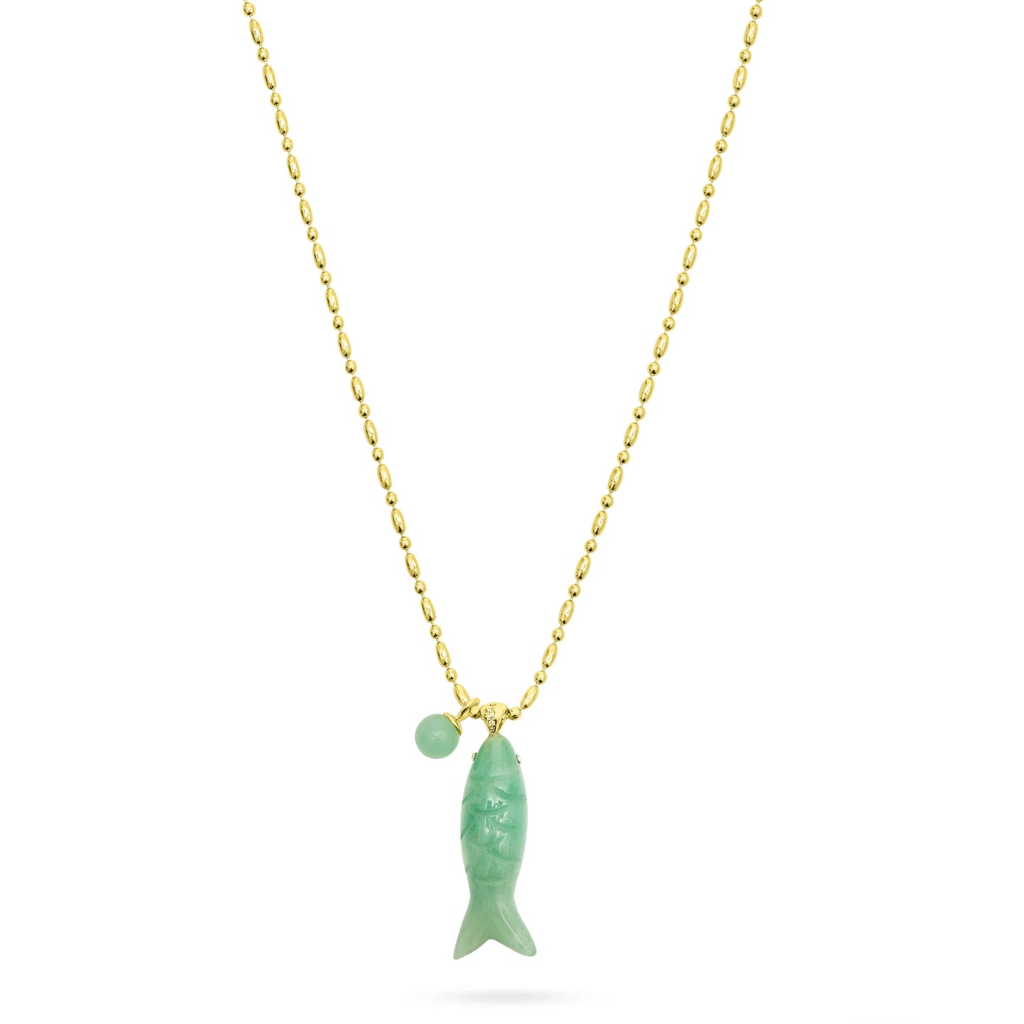 Talis Chains Happy Fish Necklace-Green Jade