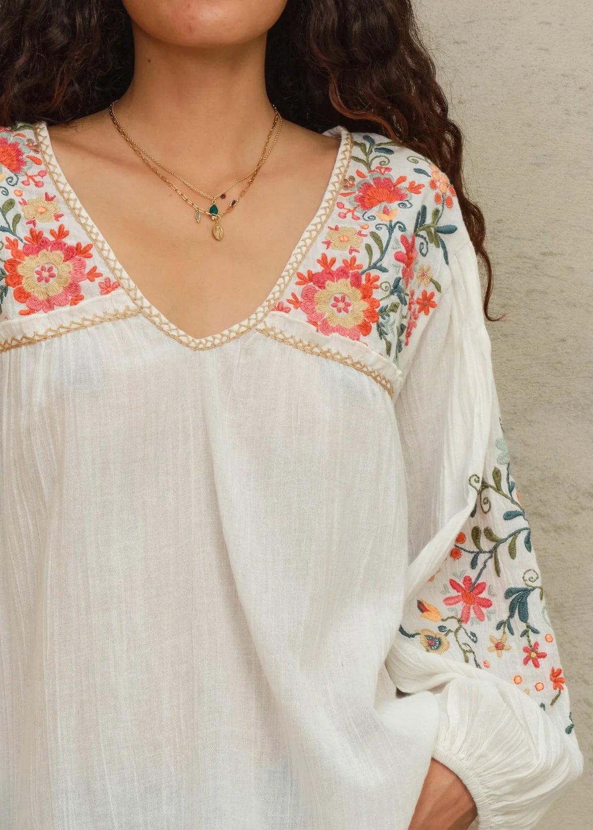 M.A.B.E Loren Embroidered Top