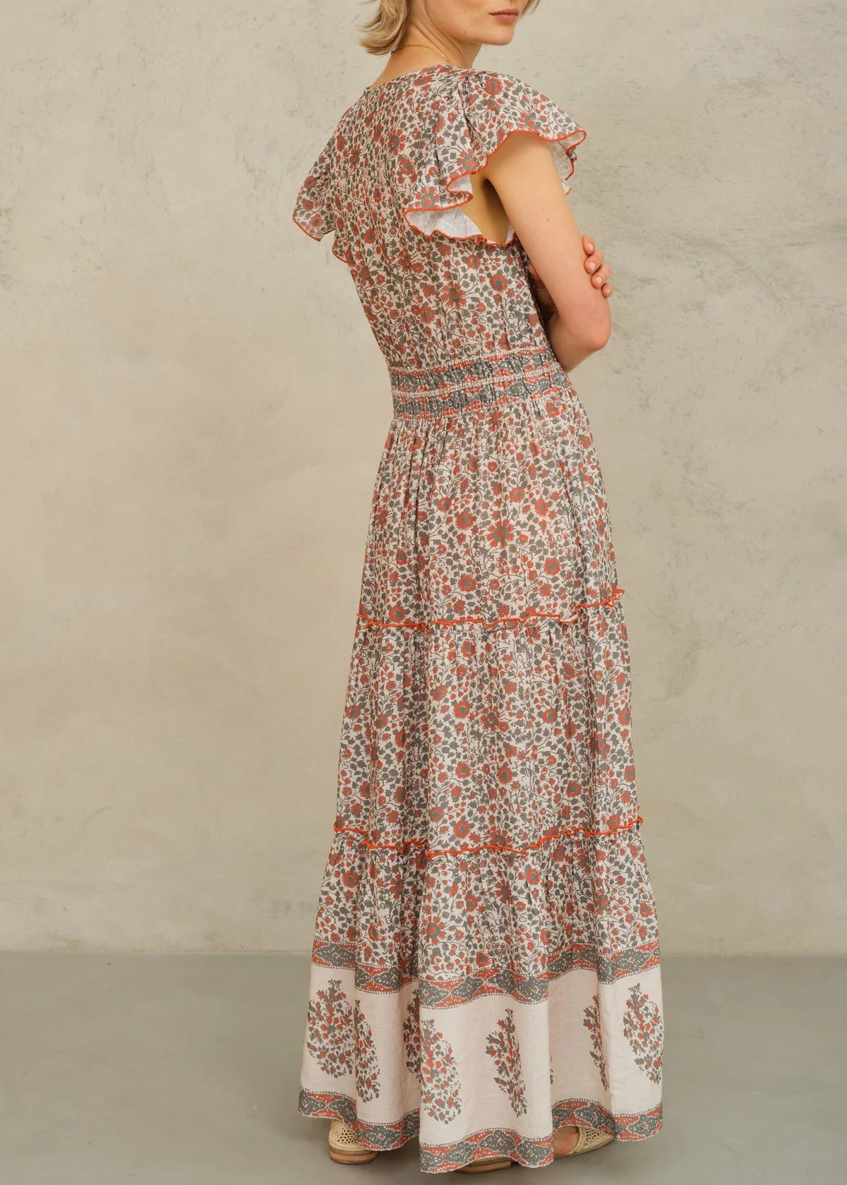 M.A.B.E Della Maxi Dress-Rust/Khaki