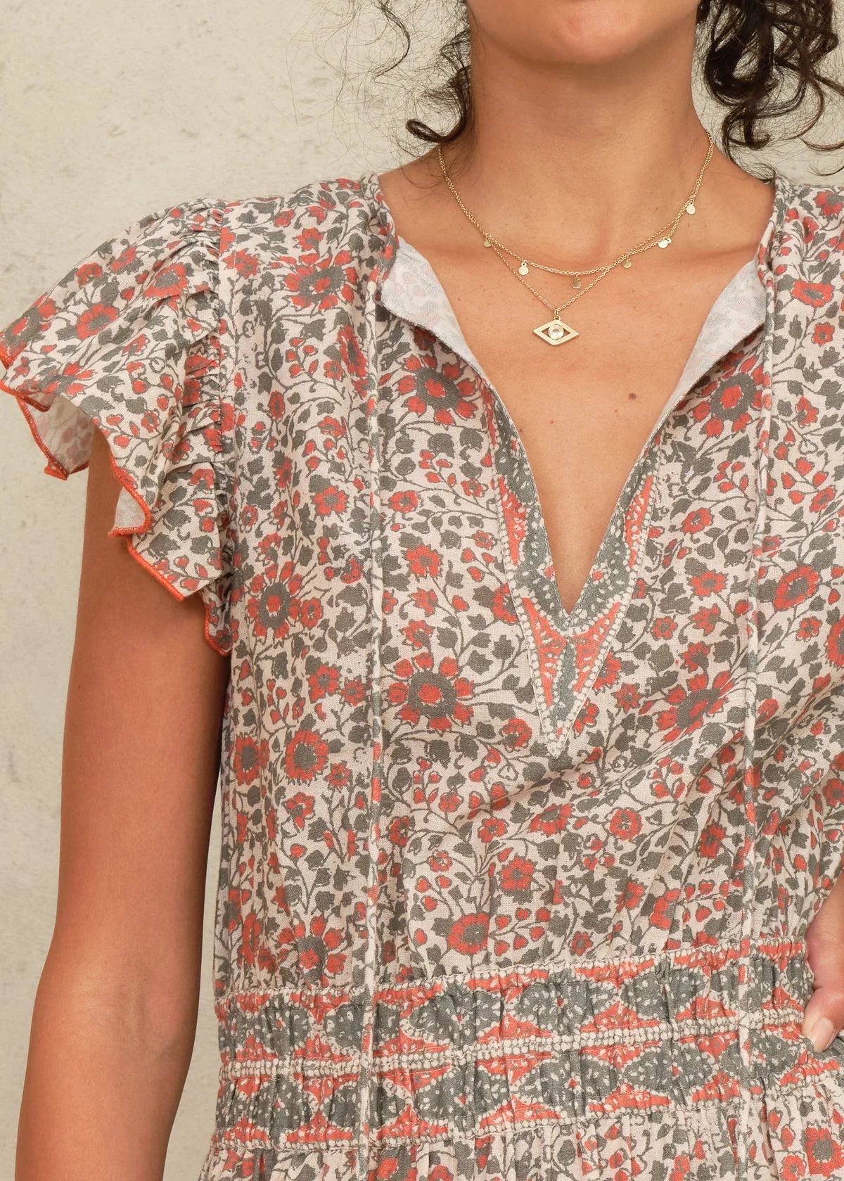 M.A.B.E Della Maxi Dress-Rust/Khaki