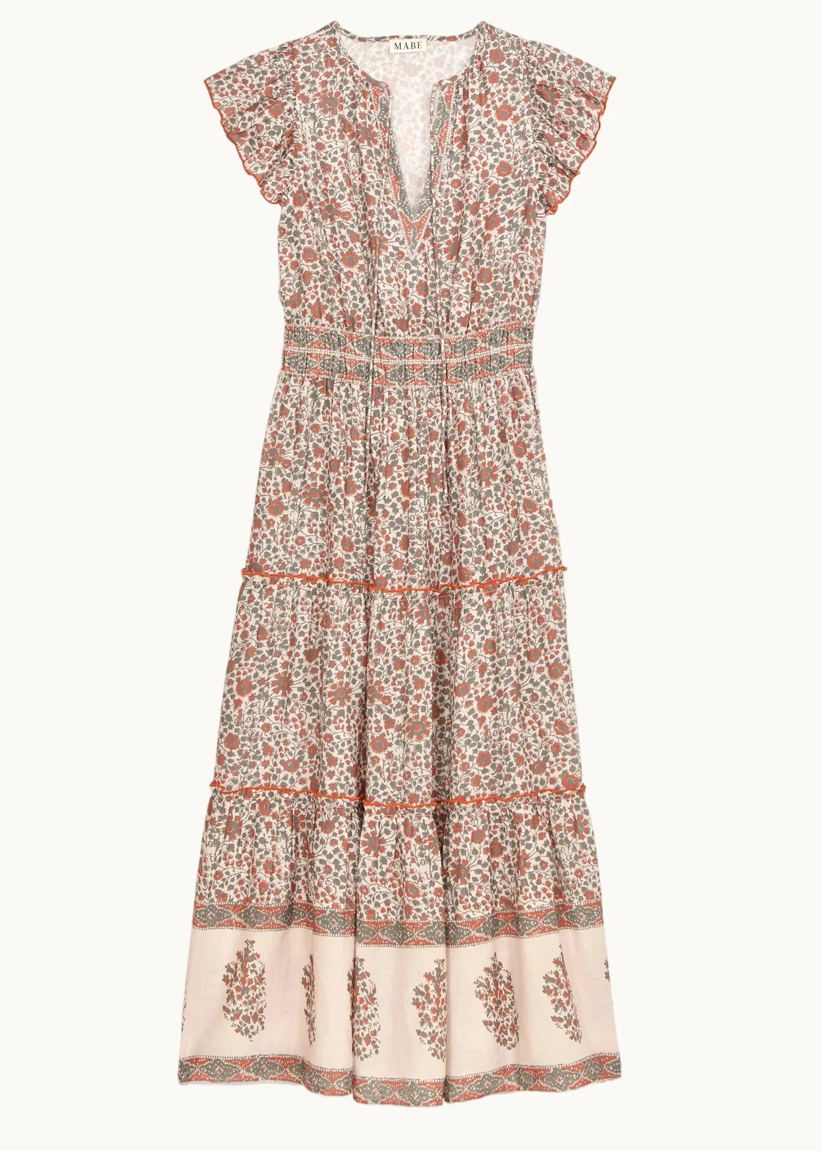 M.A.B.E Della Maxi Dress-Rust/Khaki