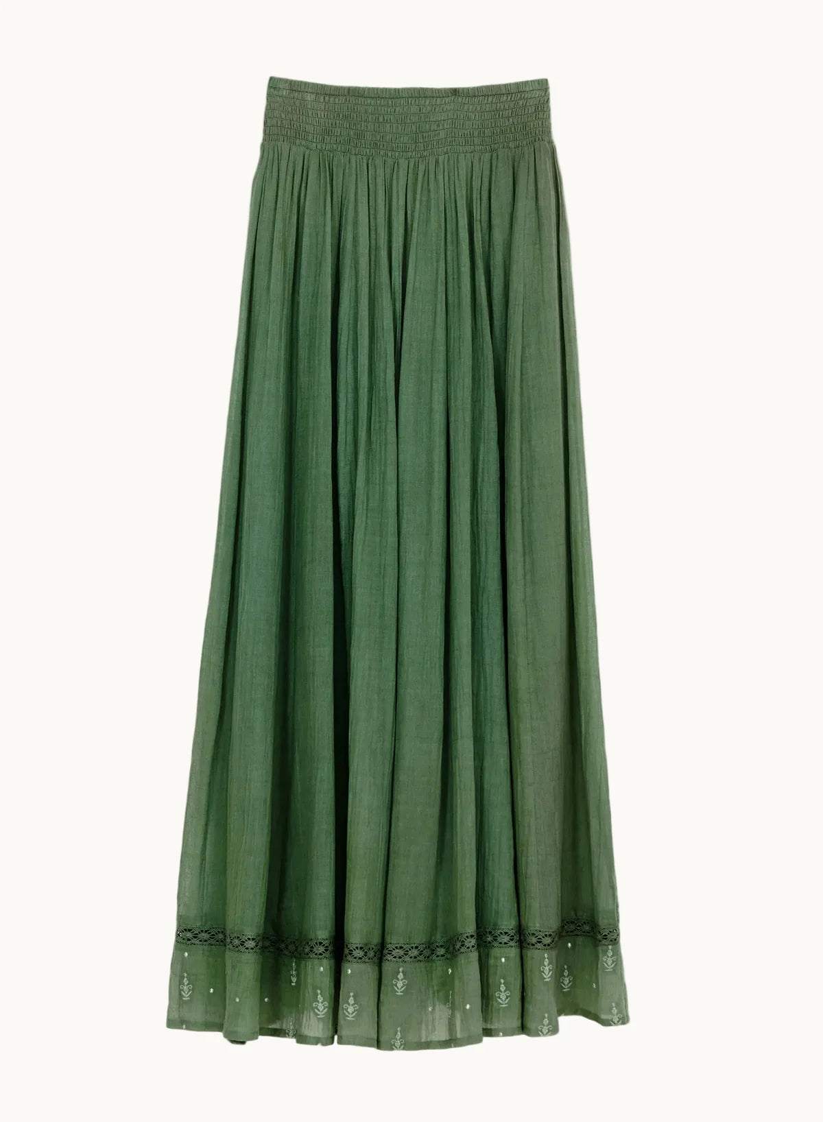 M.A.B.E Seri Embroidered Maxi Skirt-Green