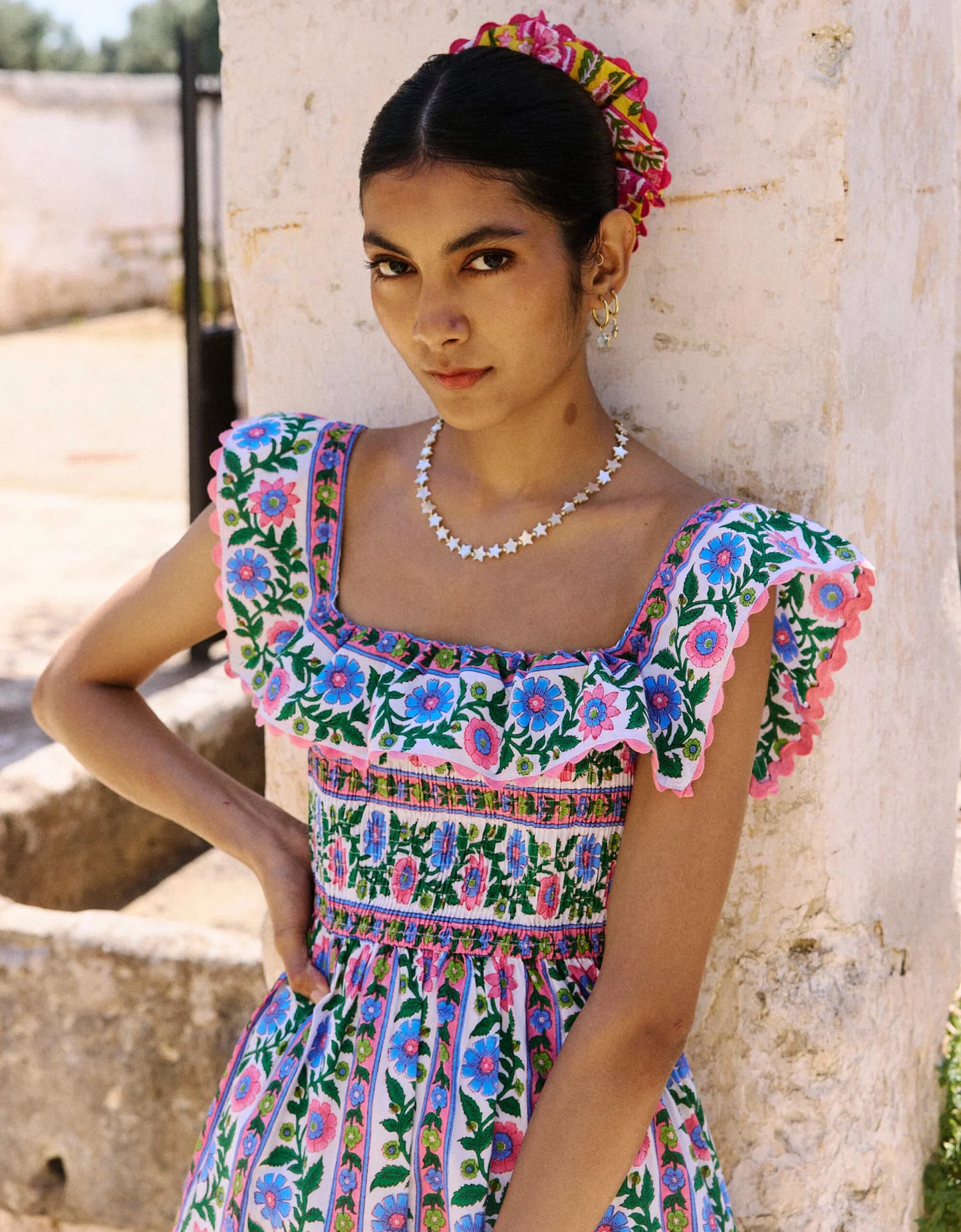 Pink City Prints Folk Border Carrie Dress