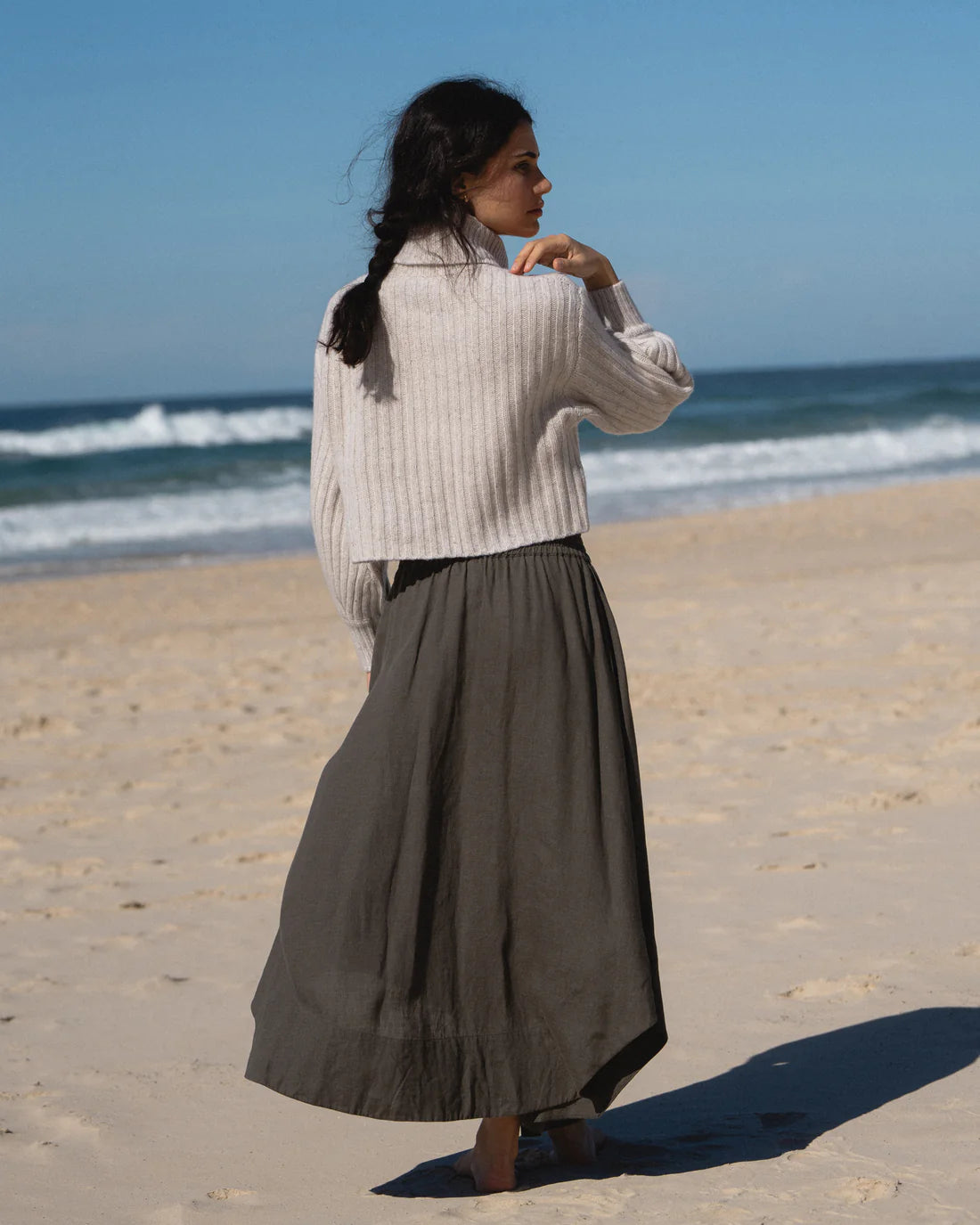 Lilly Pilly Hannah Linen Skirt-Khaki