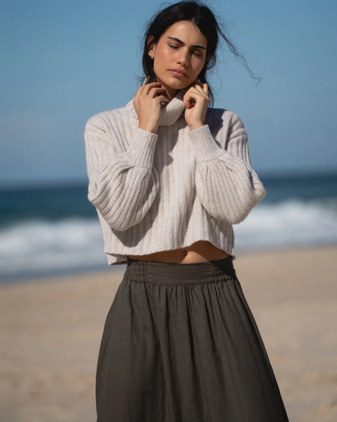 Lilly Pilly Hannah Linen Skirt-Khaki