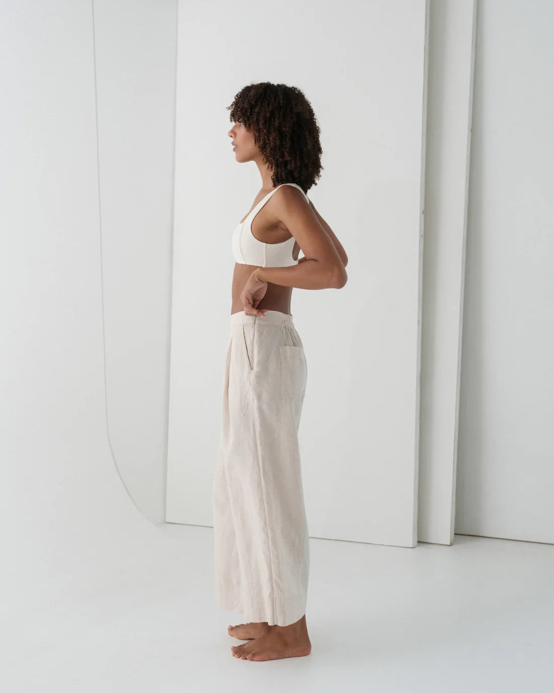 Lilly Pilly Ivy Linen Crop Pants-Oatmeal