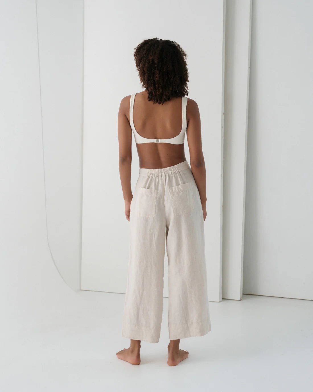 Lilly Pilly Ivy Linen Crop Pants-Oatmeal