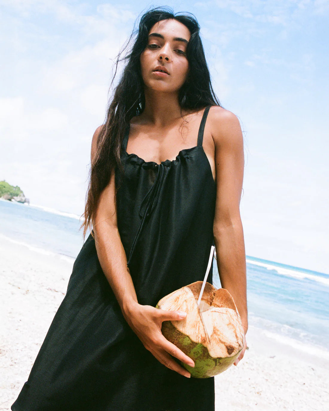 Lilly Pilly Nova Linen Silk Dress-Black