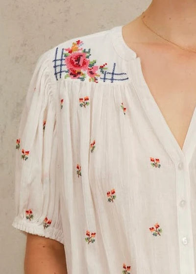 M.A.B.E Harlie Embroidered Short Sleeved Top