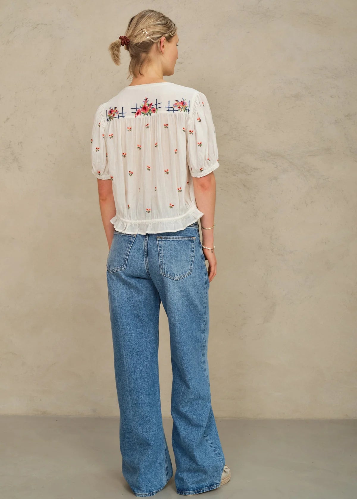 M.A.B.E Harlie Embroidered Short Sleeved Top