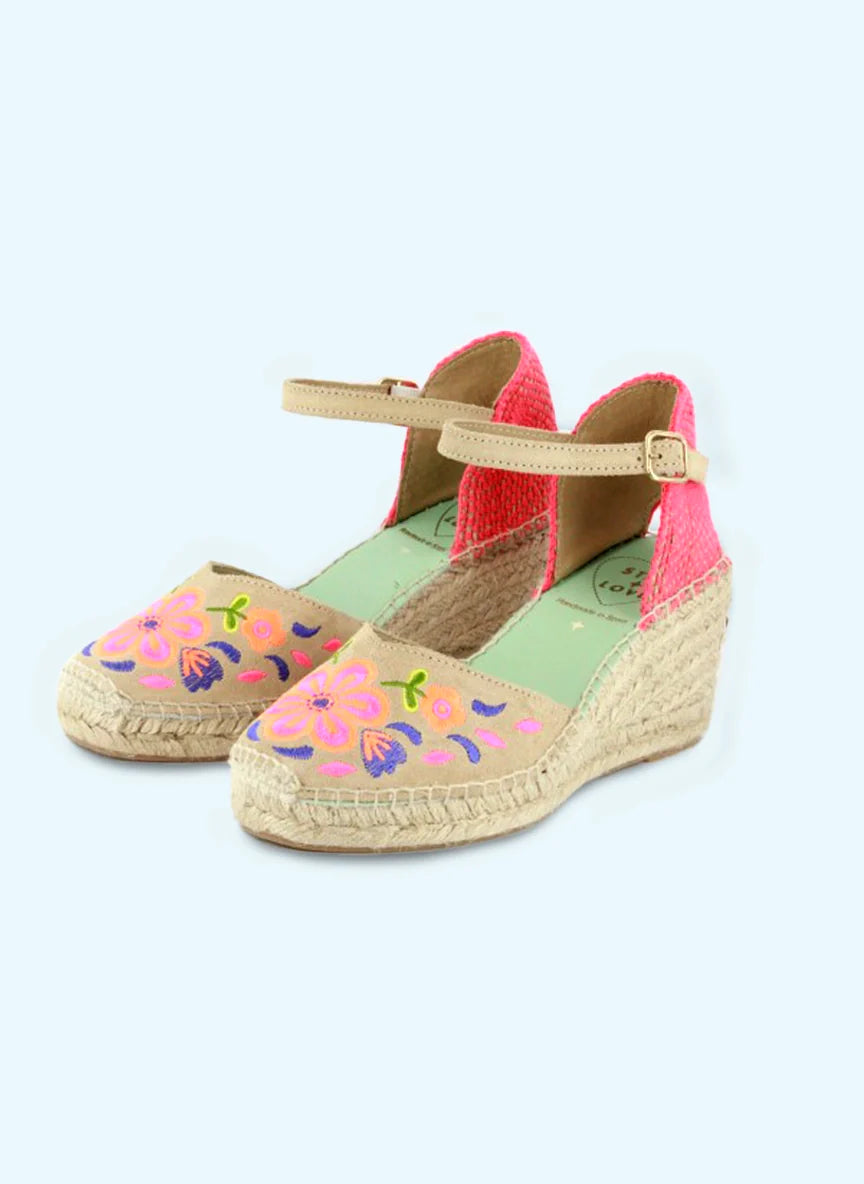 Star Love Libra Embroidered Floral Esperdrilles
