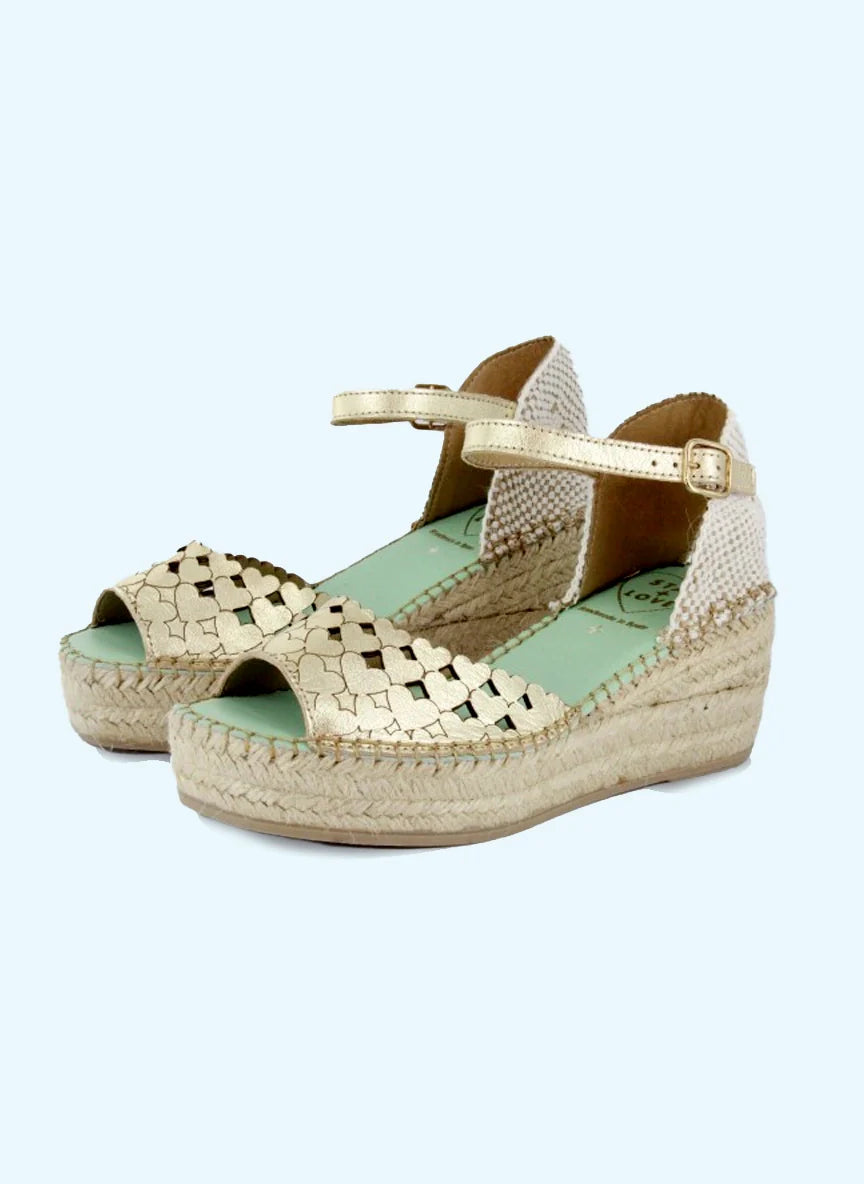 Star love Dalim Gold Heart Low Wedge Esperdrilles