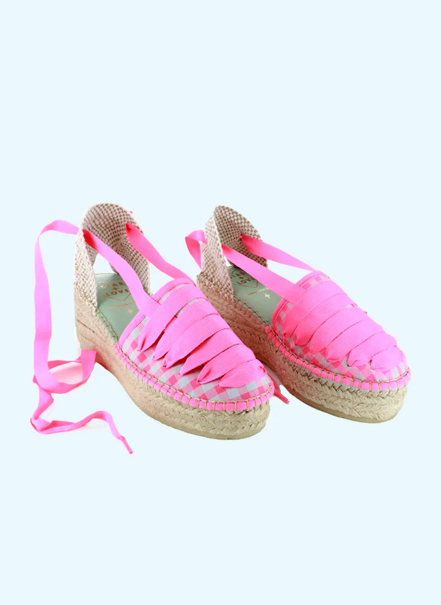 Star Love Aquila Fuchsia Check Medium Wedge Esperdrilles