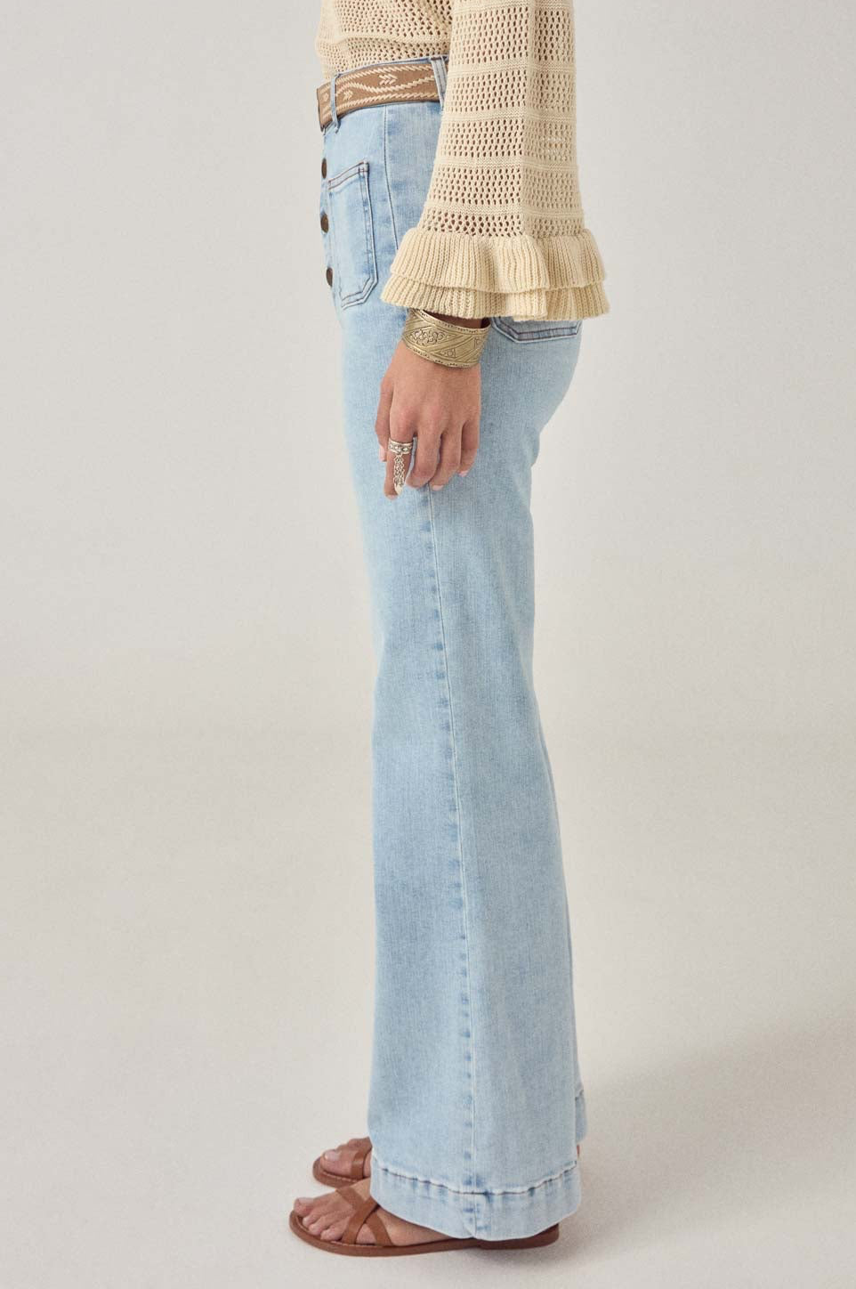 Maison Hotel Charlie Pant- Bleach Blue Denim