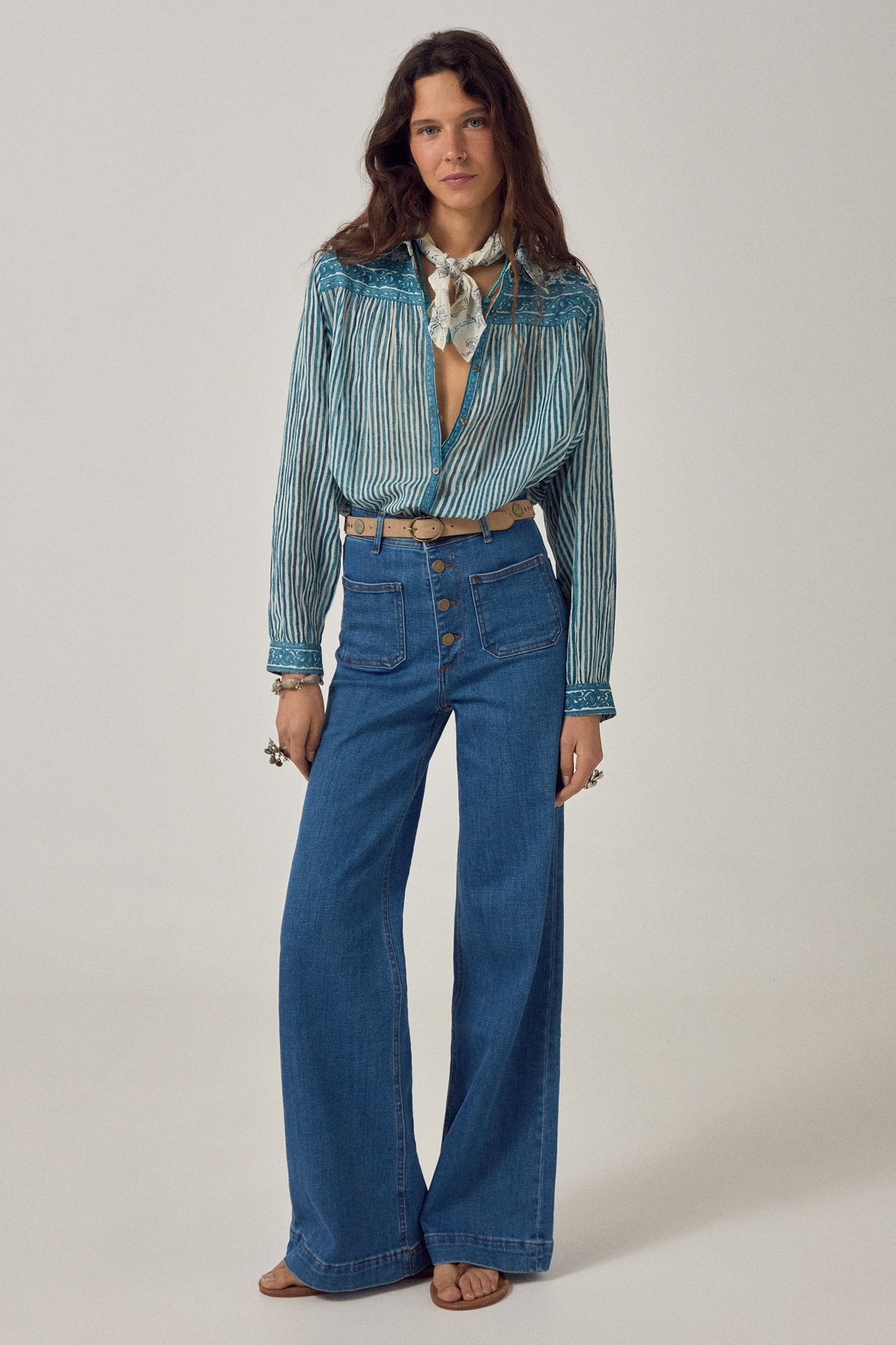 Maison Hotel Maria Shirt- Mediterranean Stripes Blue Ink