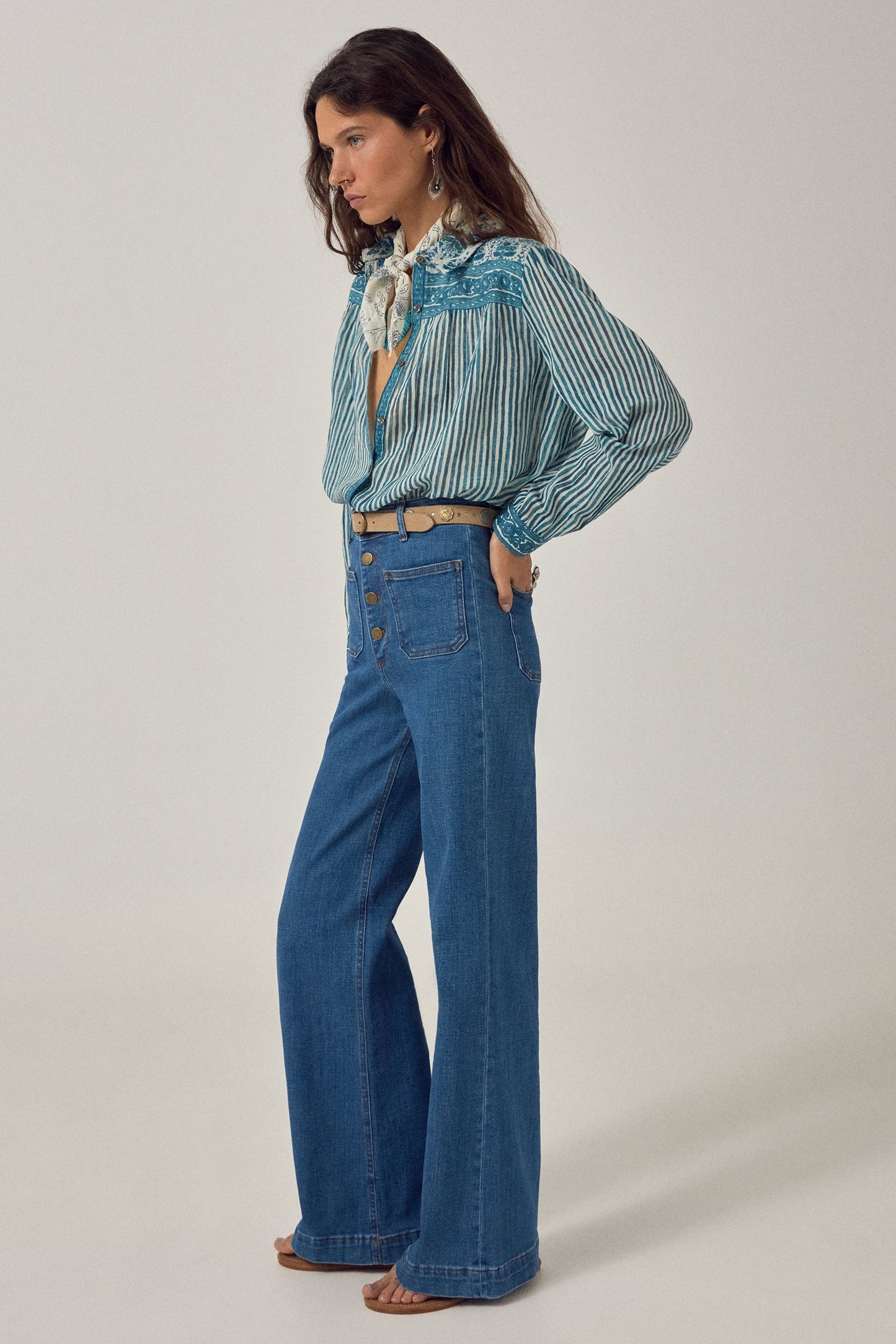 Maison Hotel Maria Shirt- Mediterranean Stripes Blue Ink
