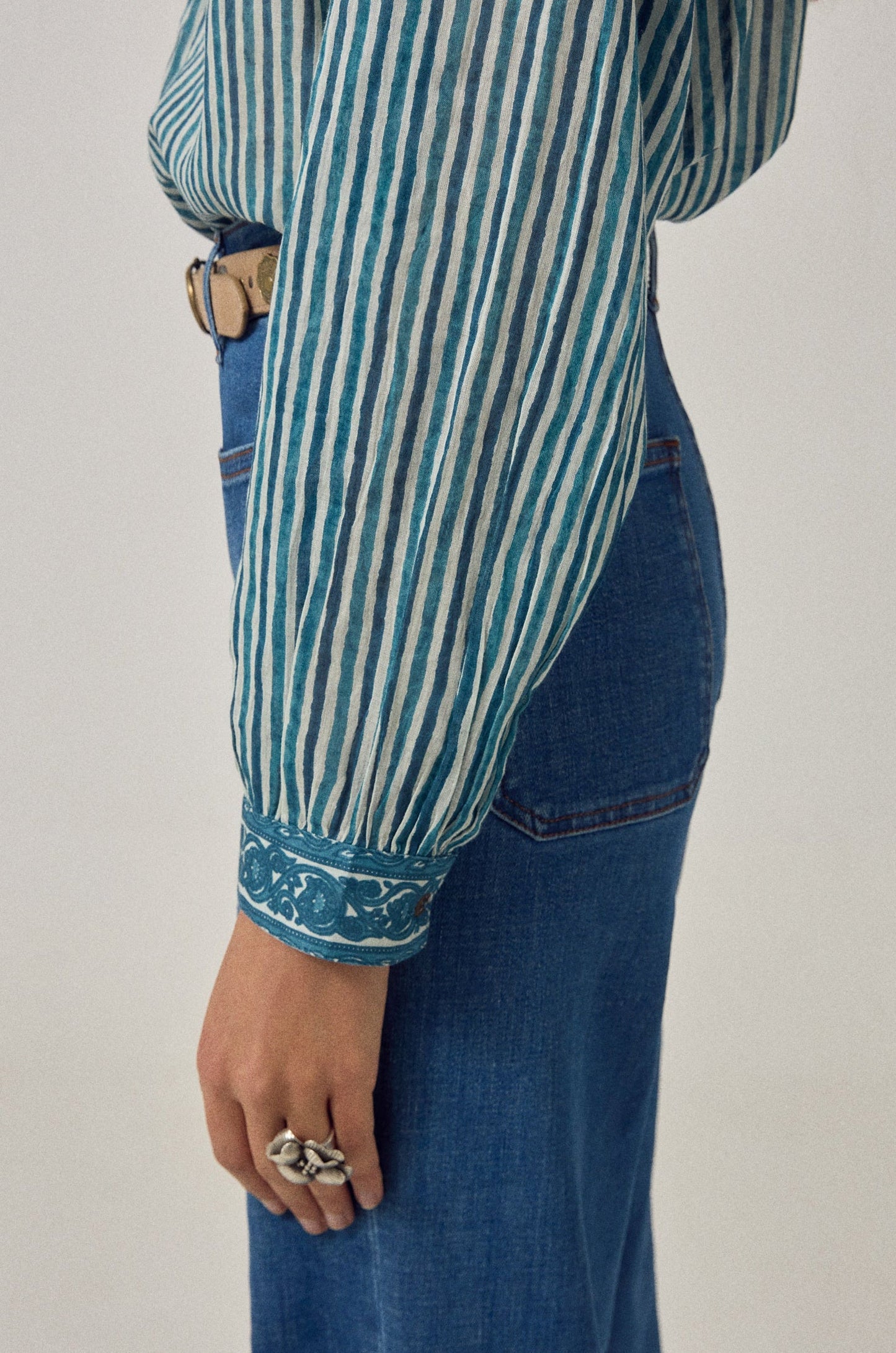 Maison Hotel Maria Shirt- Mediterranean Stripes Blue Ink