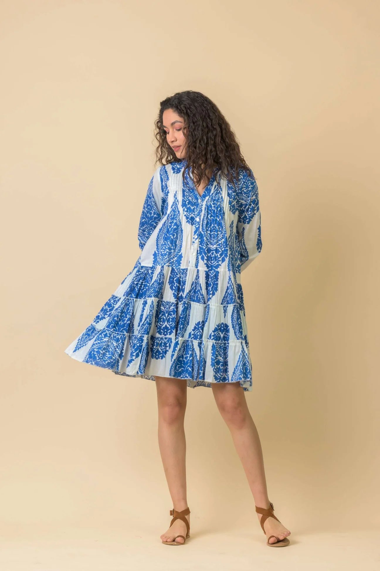 Handprint Dream Apparel Lovejoy Dress- Emperor White Blue