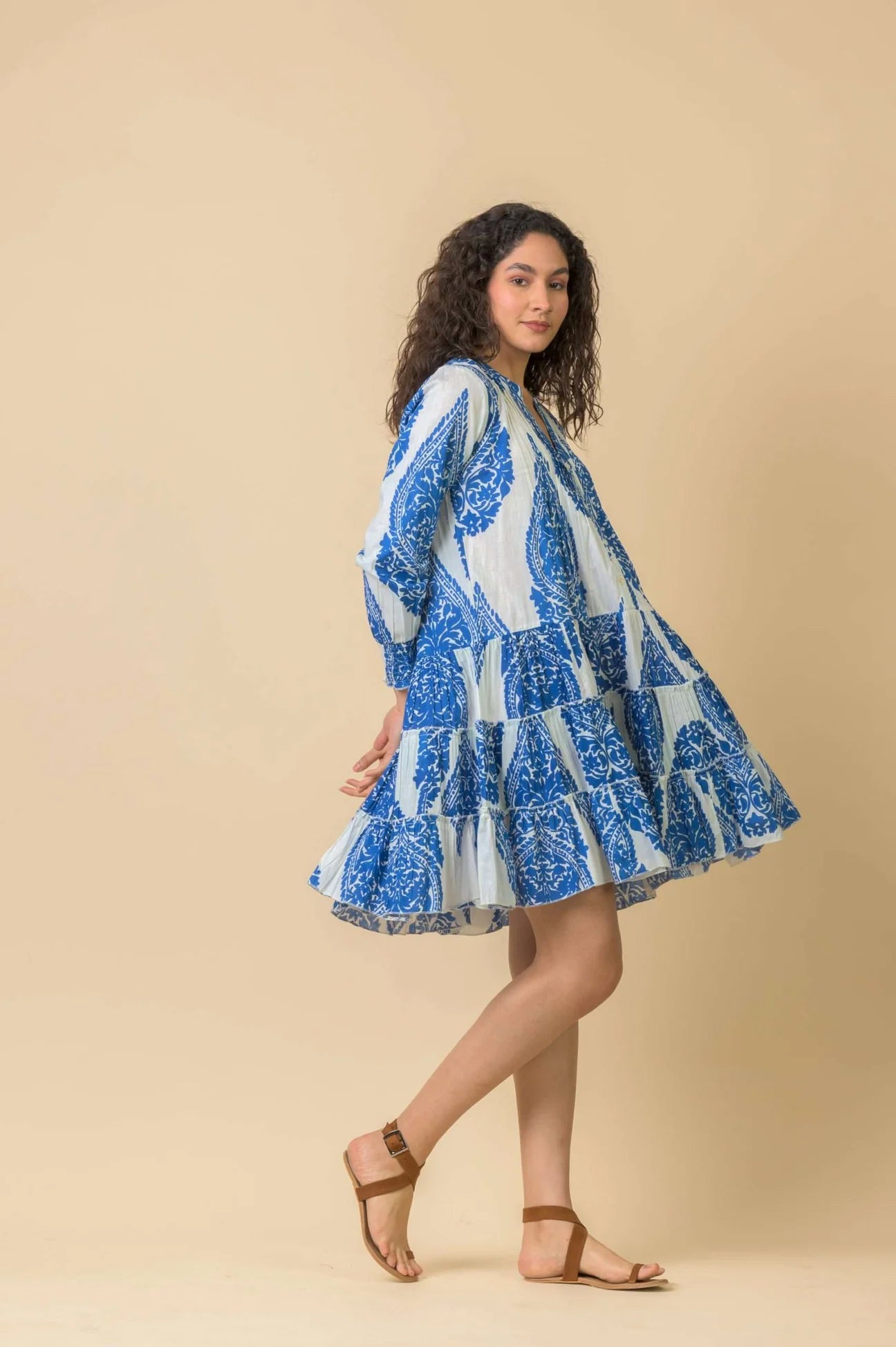 Handprint Dream Apparel Lovejoy Dress- Emperor White Blue