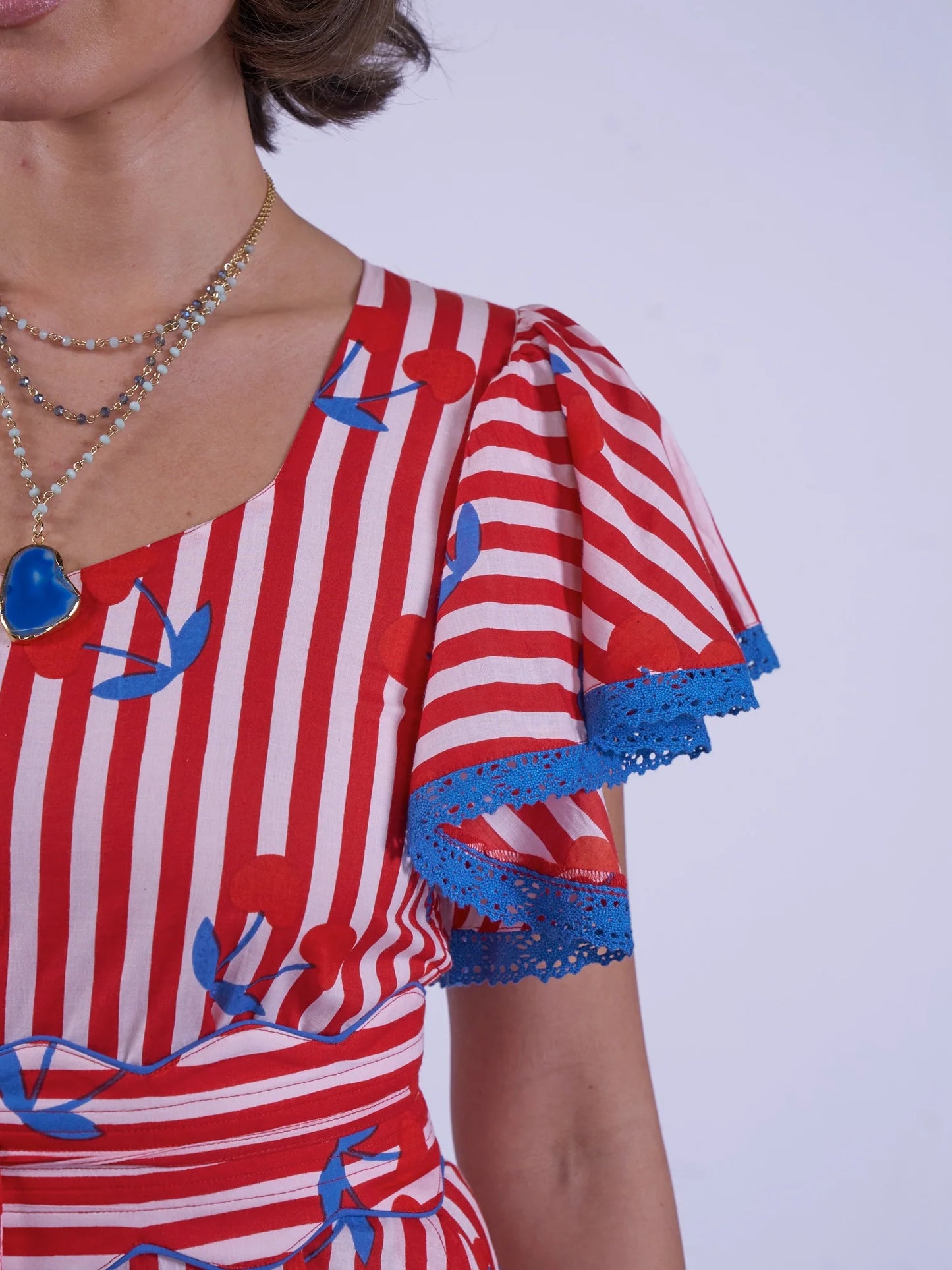 New Day Originals Feather Dress in Cherry Stripe