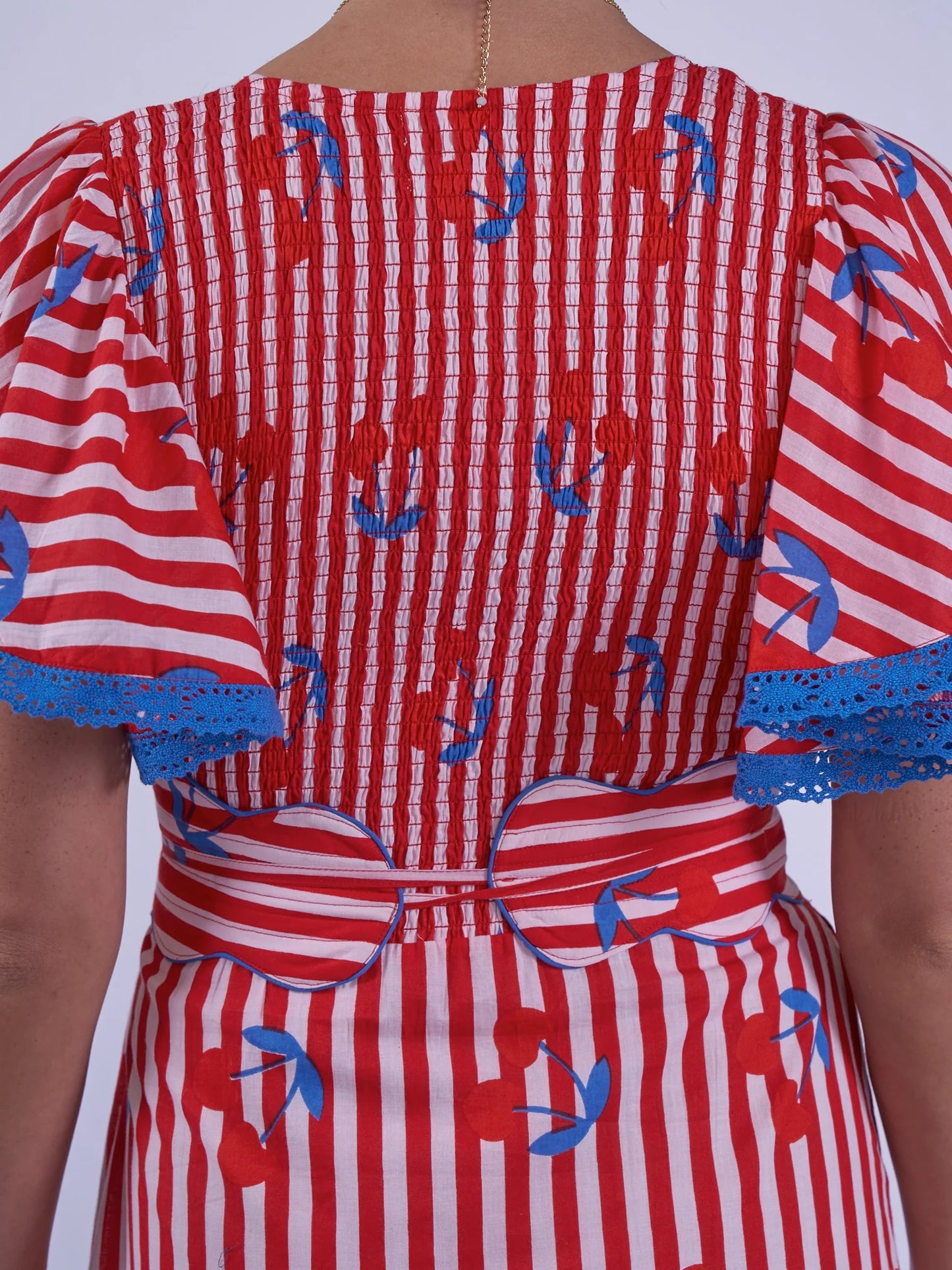 New Day Originals Feather Dress in Cherry Stripe