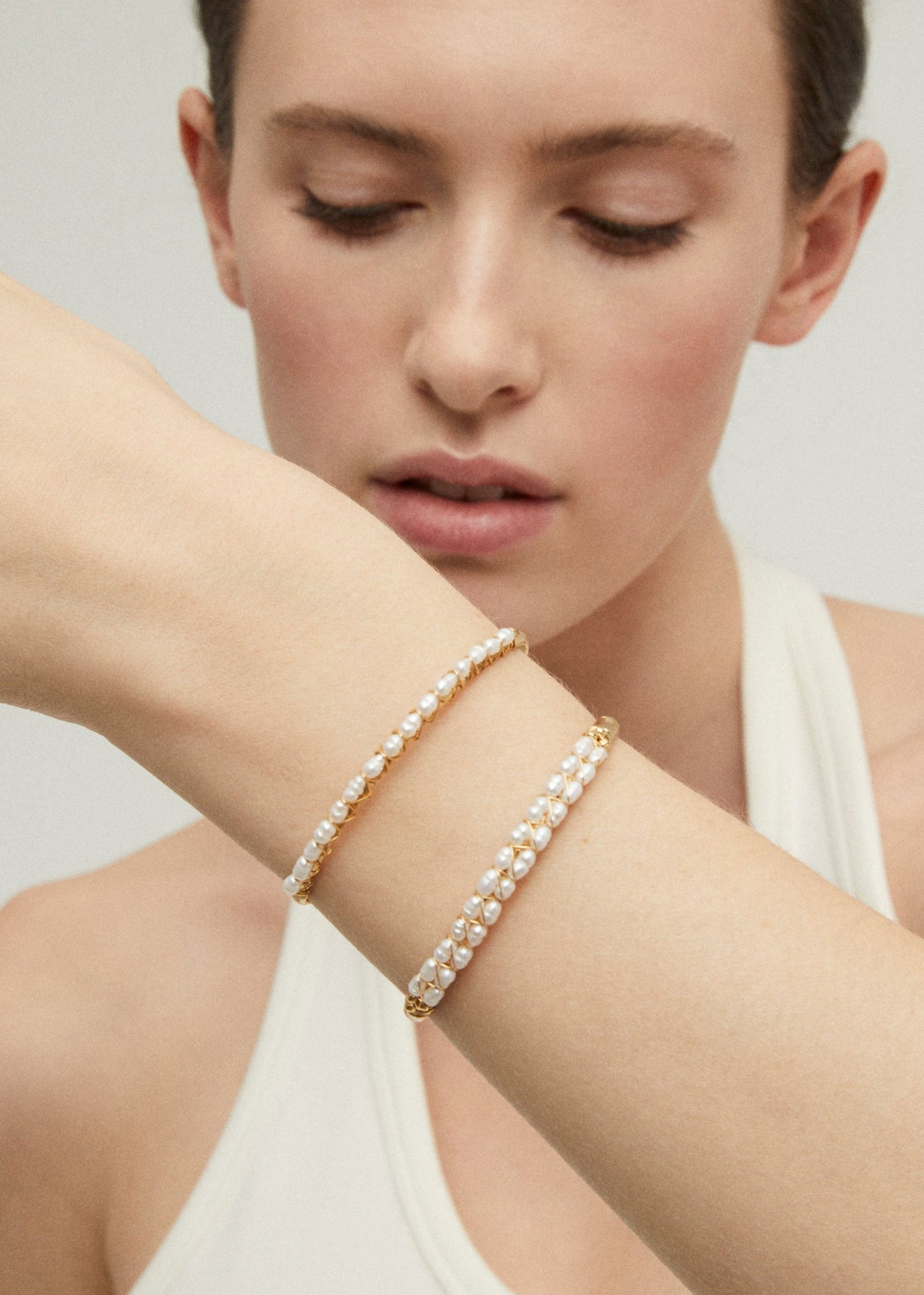 Gas Bijoux Lyre Bangle-White Mother of Pearl
