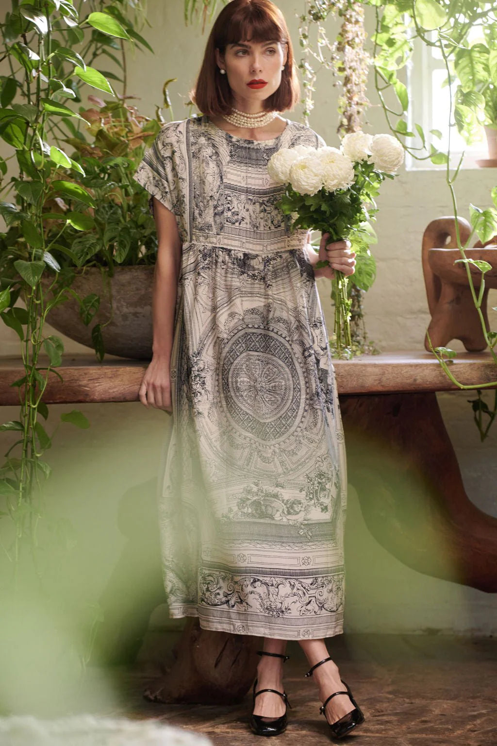 one hundred stars pleat dress Boho Garden Grey Pinch Pleat Dress