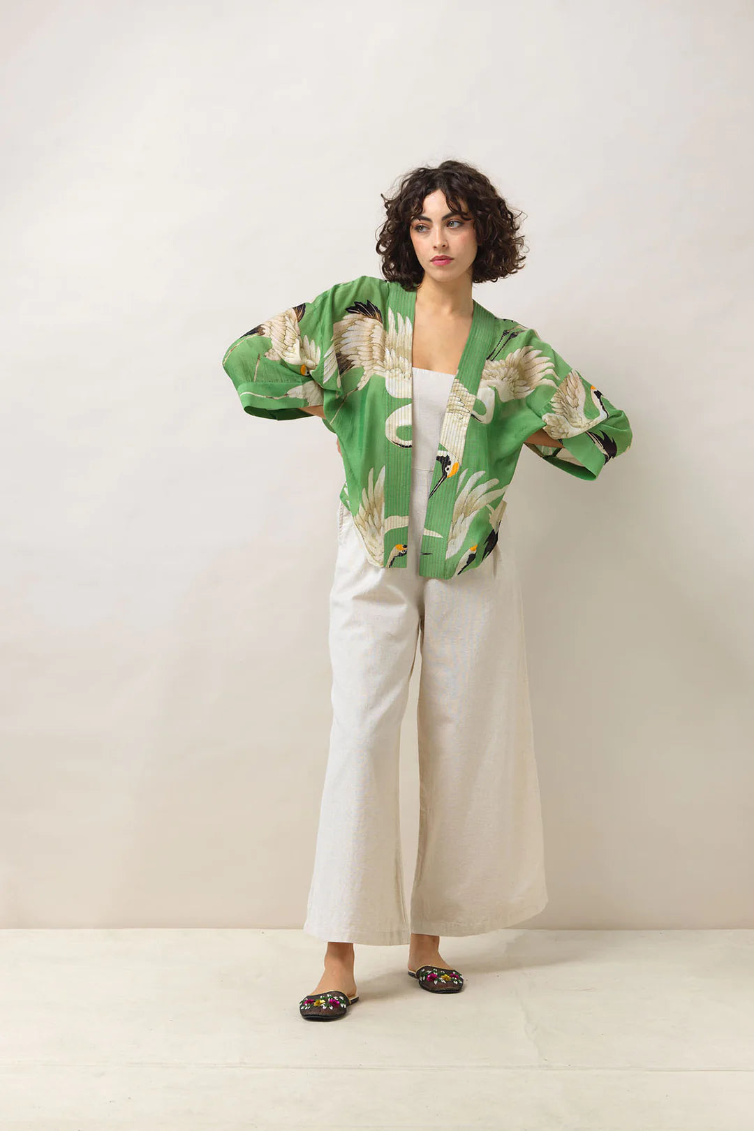 One Hundred Stars Kimono Stork Pea Green