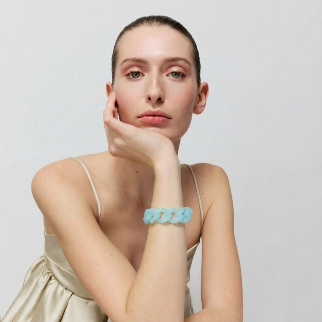 Vanessa Baroni Flat Chain Bracelet Opaline Blue