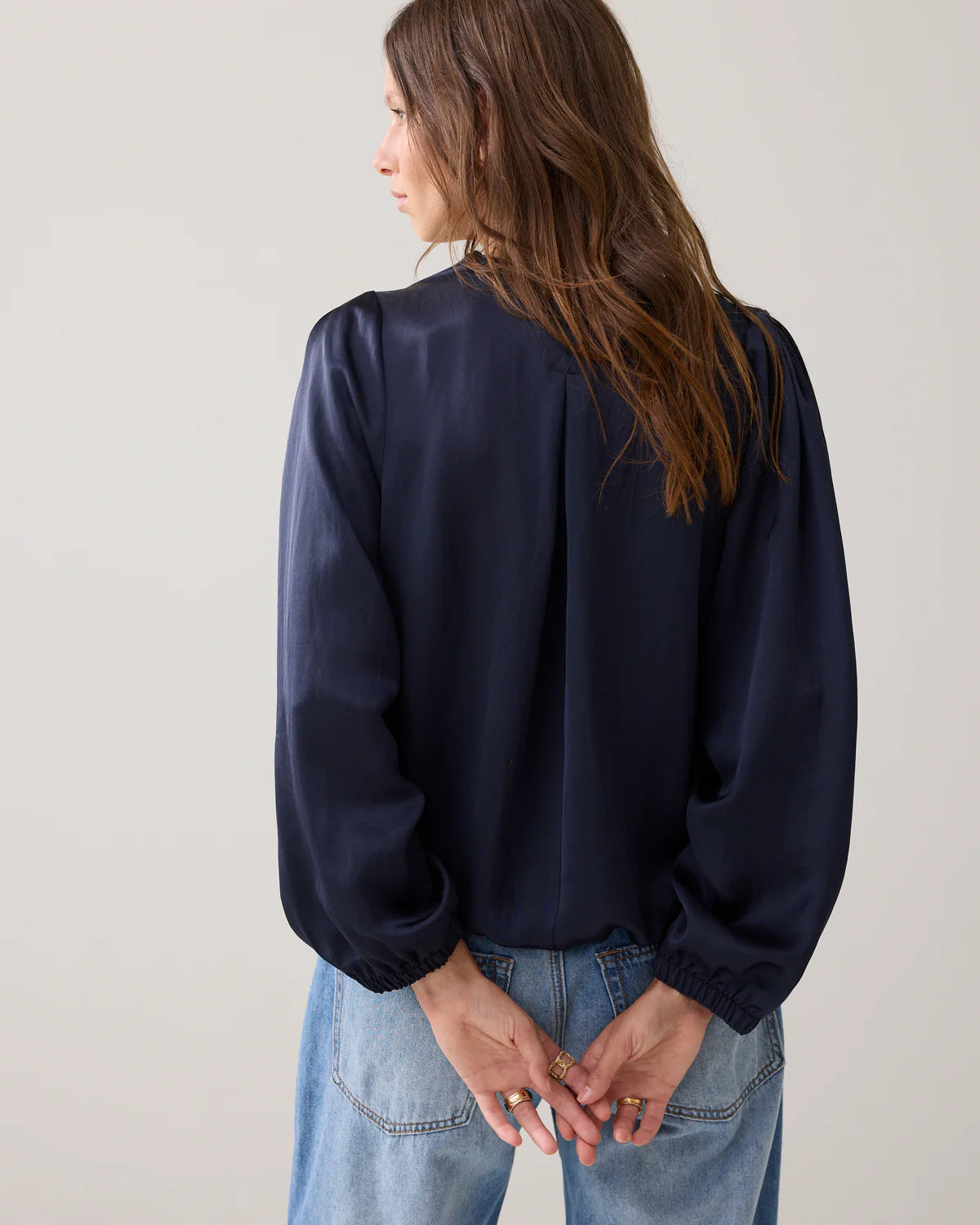 Summum Navy Silky Top