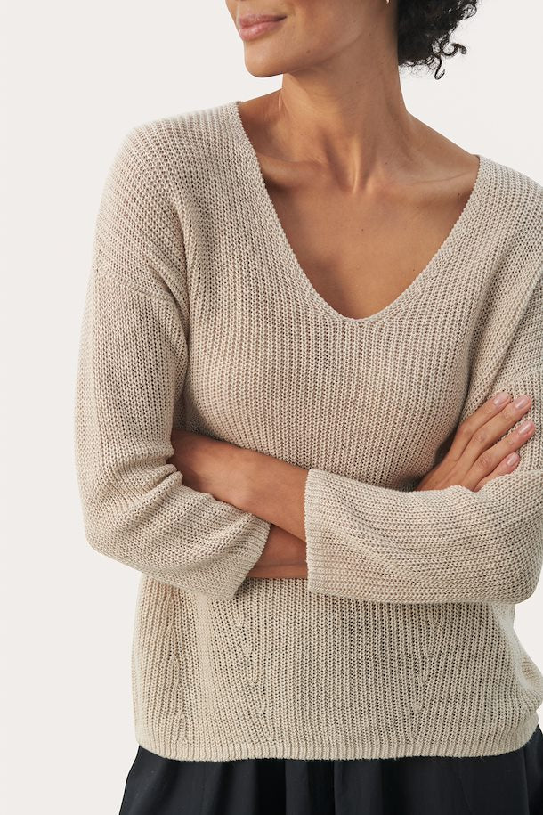 Part Two Etrona Linen Sweater Natural Linen