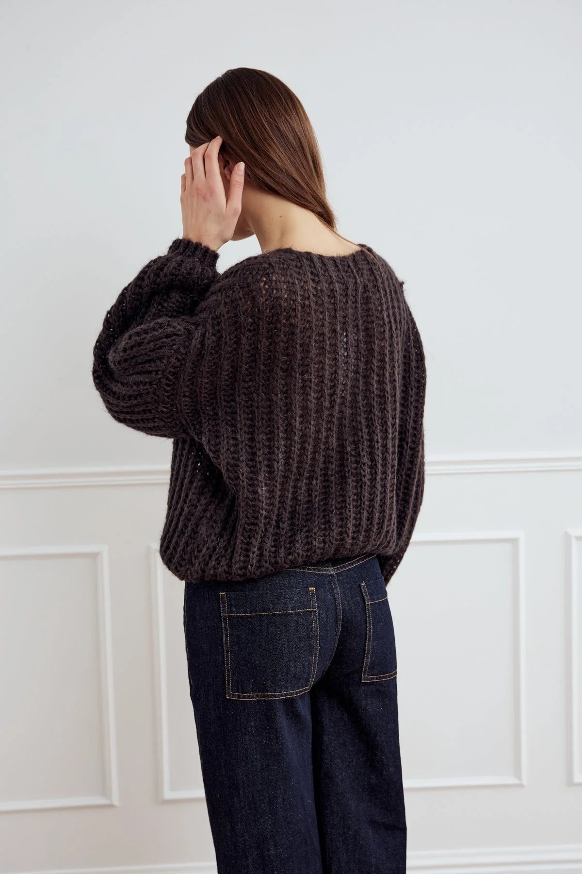 Noella Joseph Knit Sweater-Dark Brown