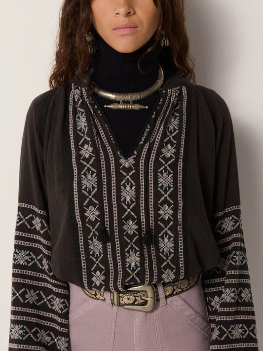 Maison Hotel Virginia Blouse-Dusty Blue