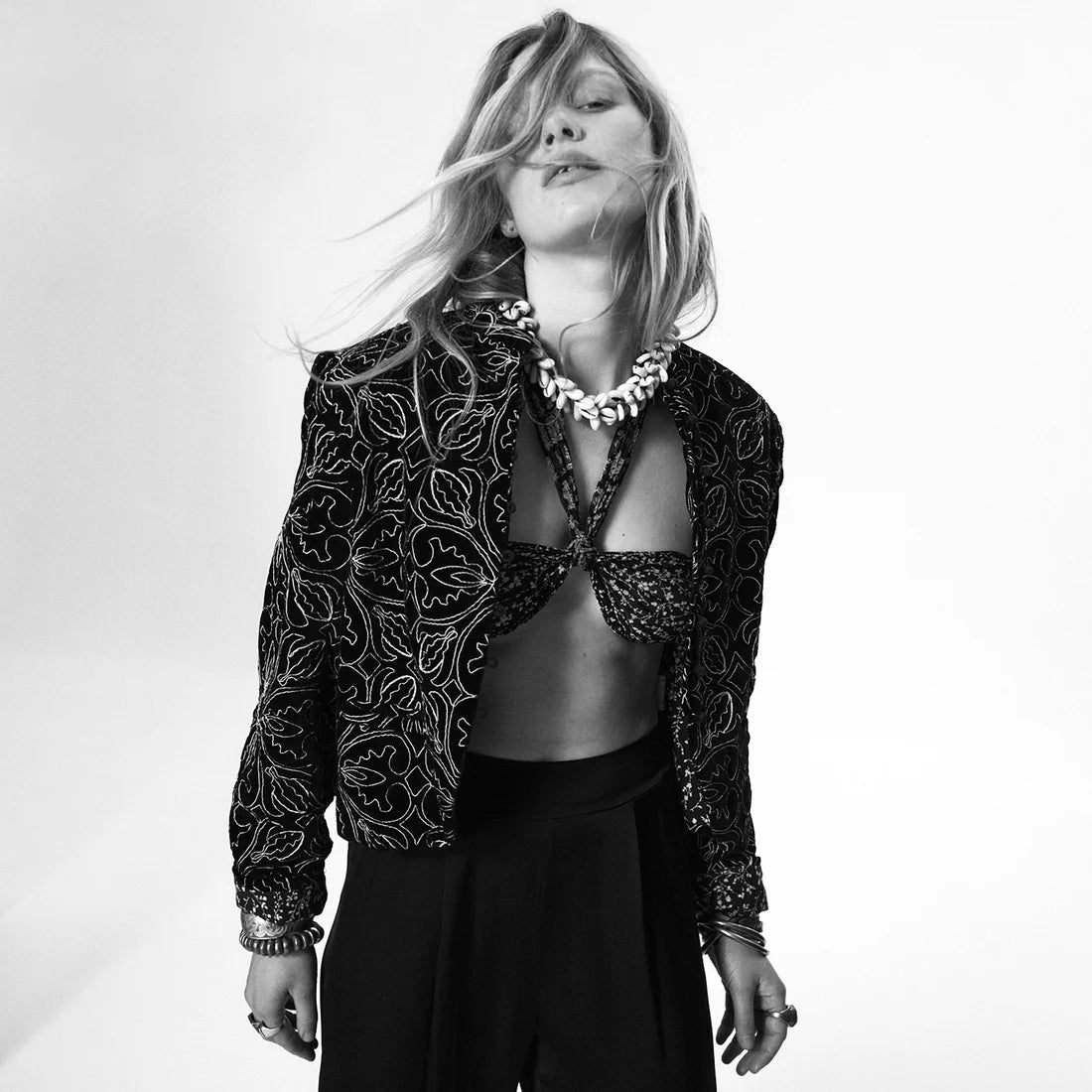 Maison Hotel Odette Embroidered Black Jacket