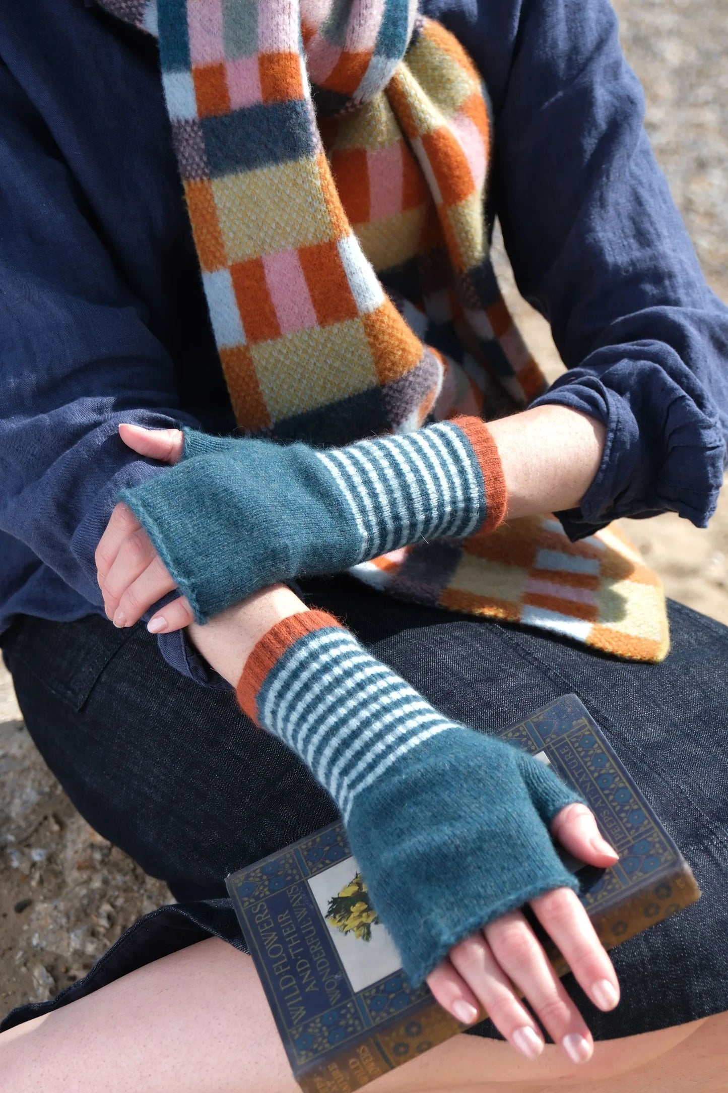 Quinton +Chadwick Angora Fingerless Mittens-Medow Patch