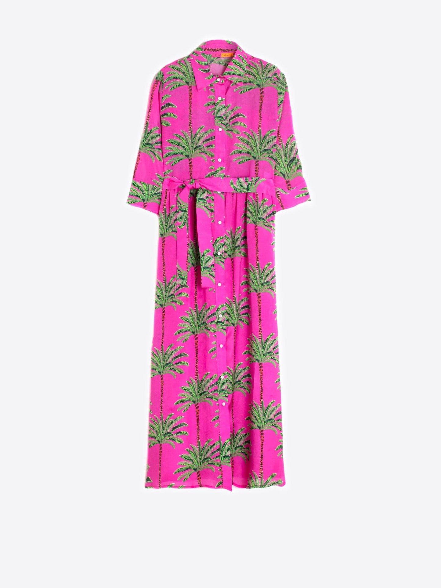 Vilagallo Natalia Palm Tree Dress Pink