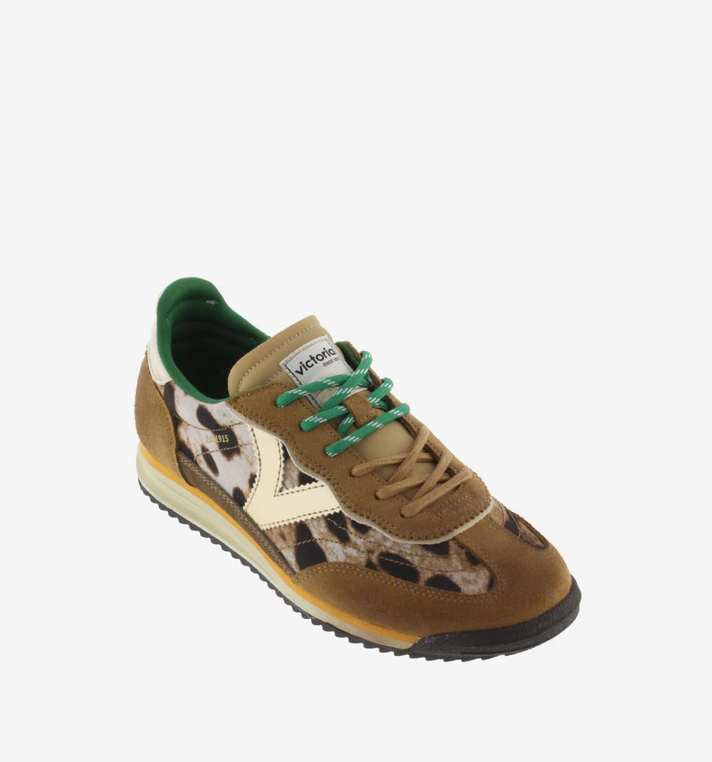 Victoria Saturno Animal Print Nylon & Split Leather Trainers