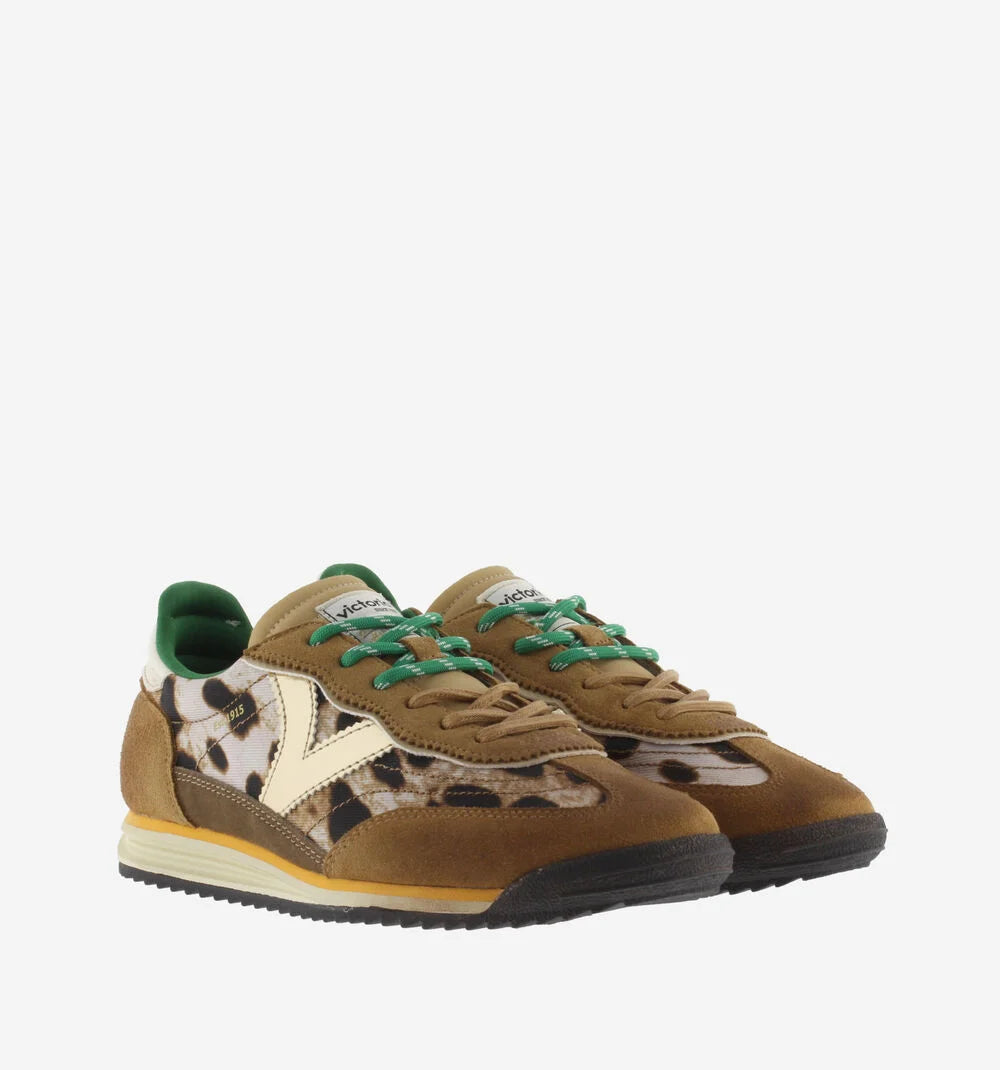 Victoria Saturno Animal Print Nylon & Split Leather Trainers