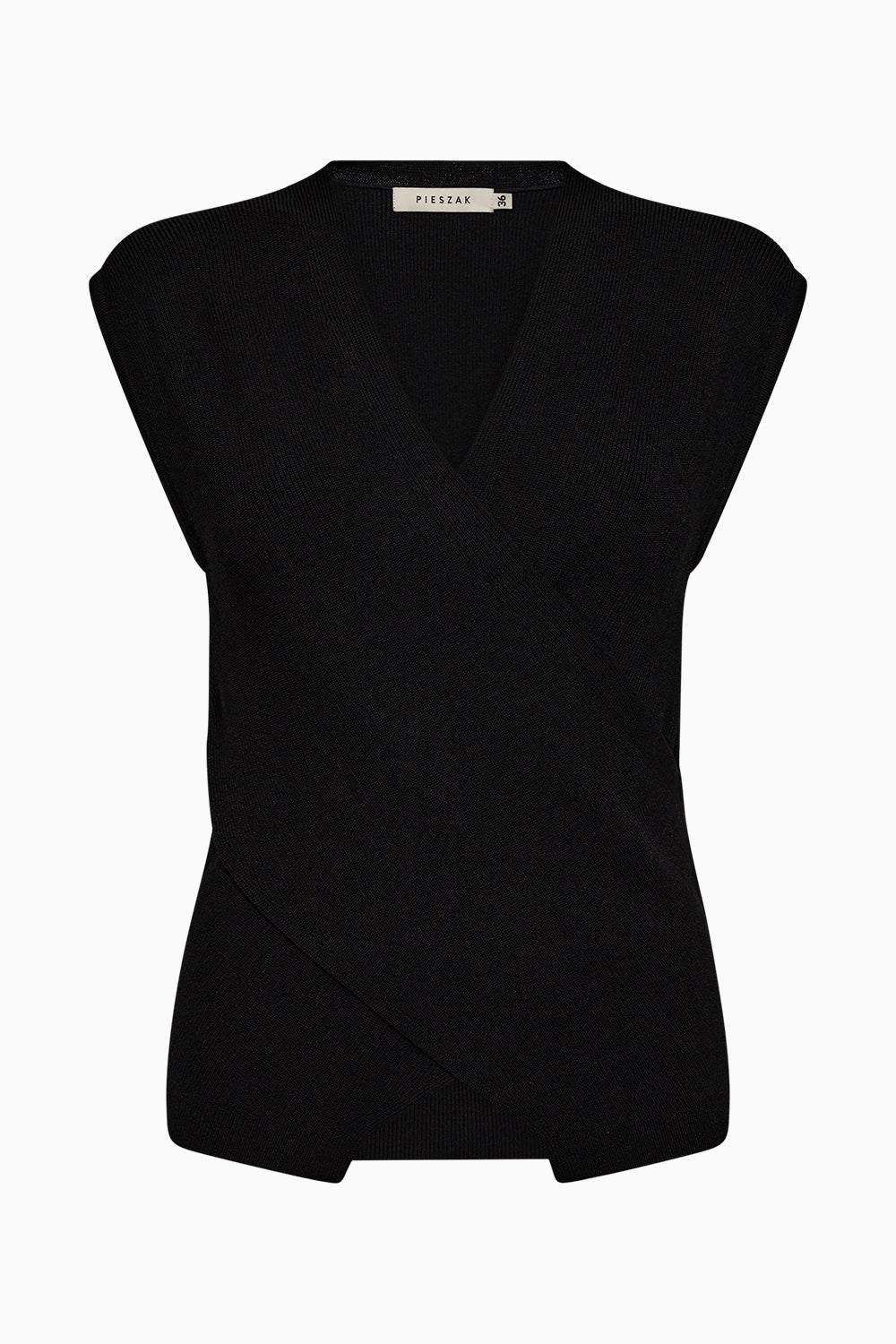 Pieszak Crossed over Knit Top-Black