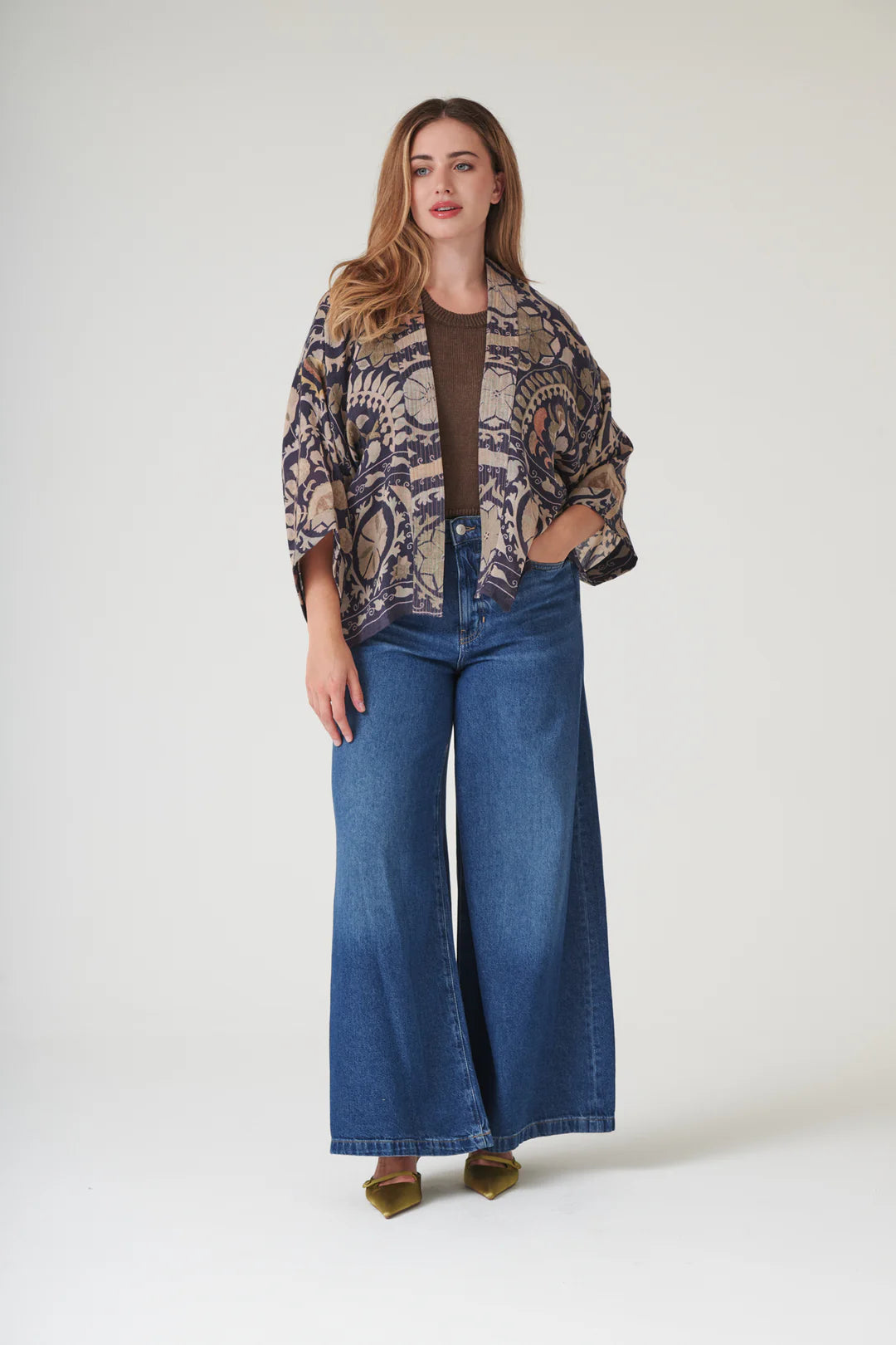 One Hundred Stars Susani Charcoal Wool Kimono