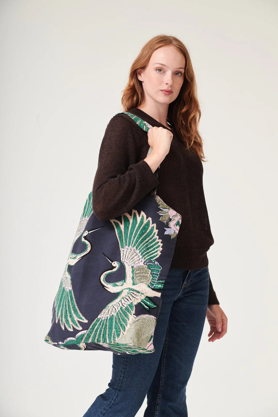 One Hundred Stars Crane Emerald Canvas Bag