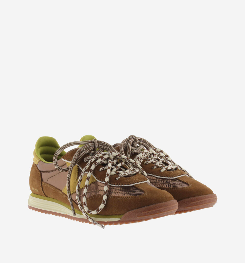 Victoria Saturno metal & suede trainers-Marron