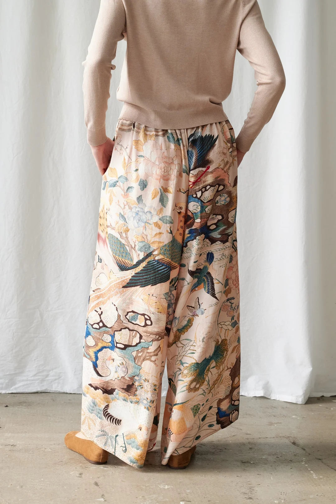One Hundred Stars Hummingbird Nude Palazzo Pants